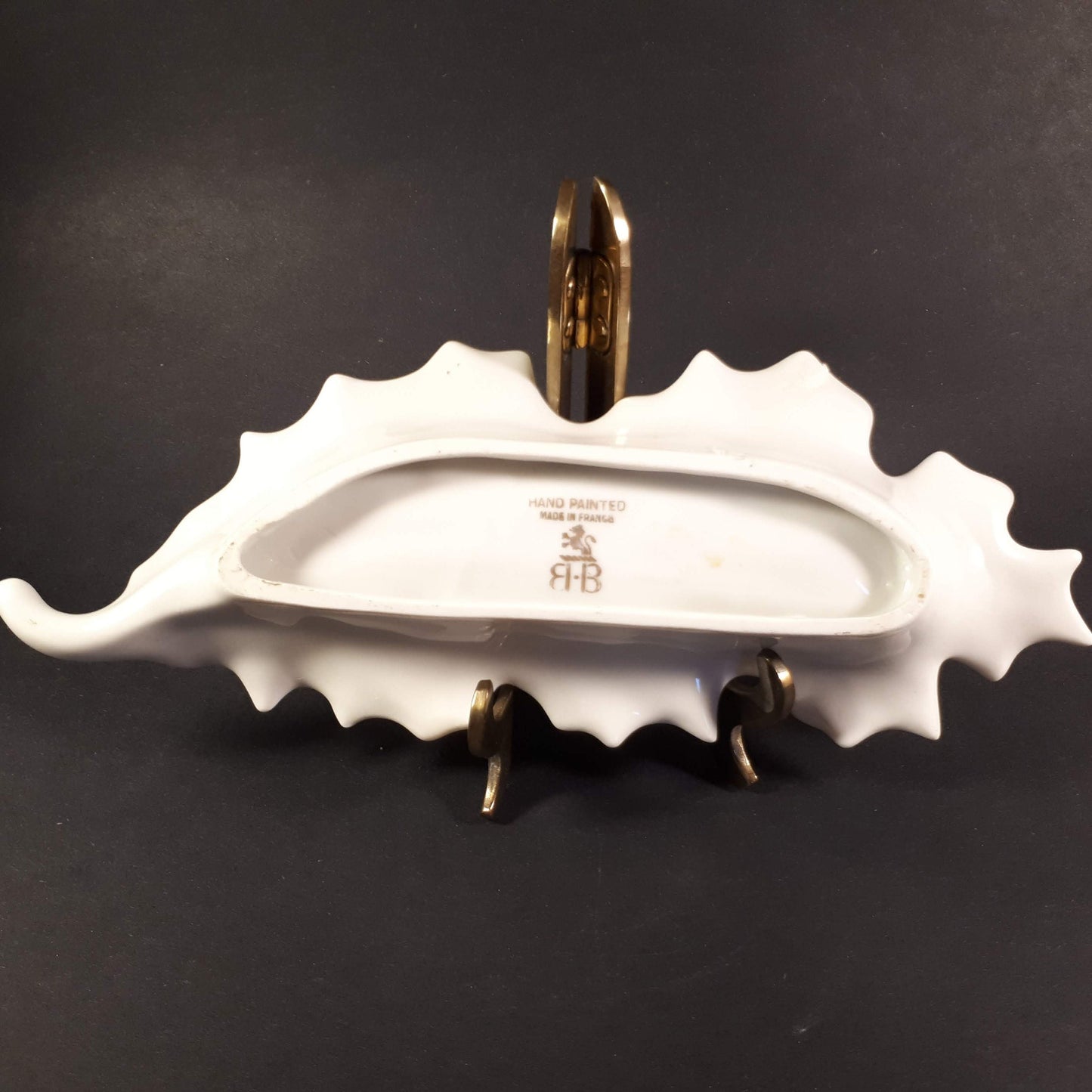 Vintage Birks Porcelain Leaf Trinket Dish, Hand-Painted in France