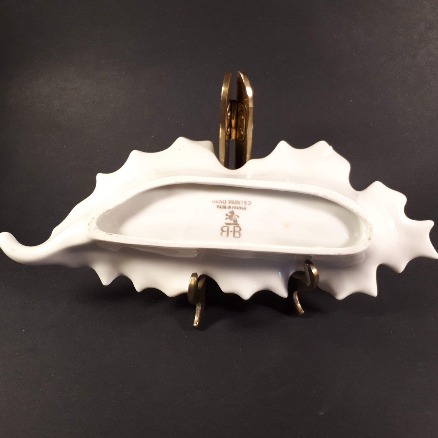 Vintage Birks Porcelain Leaf Trinket Dish, Hand-Painted in France