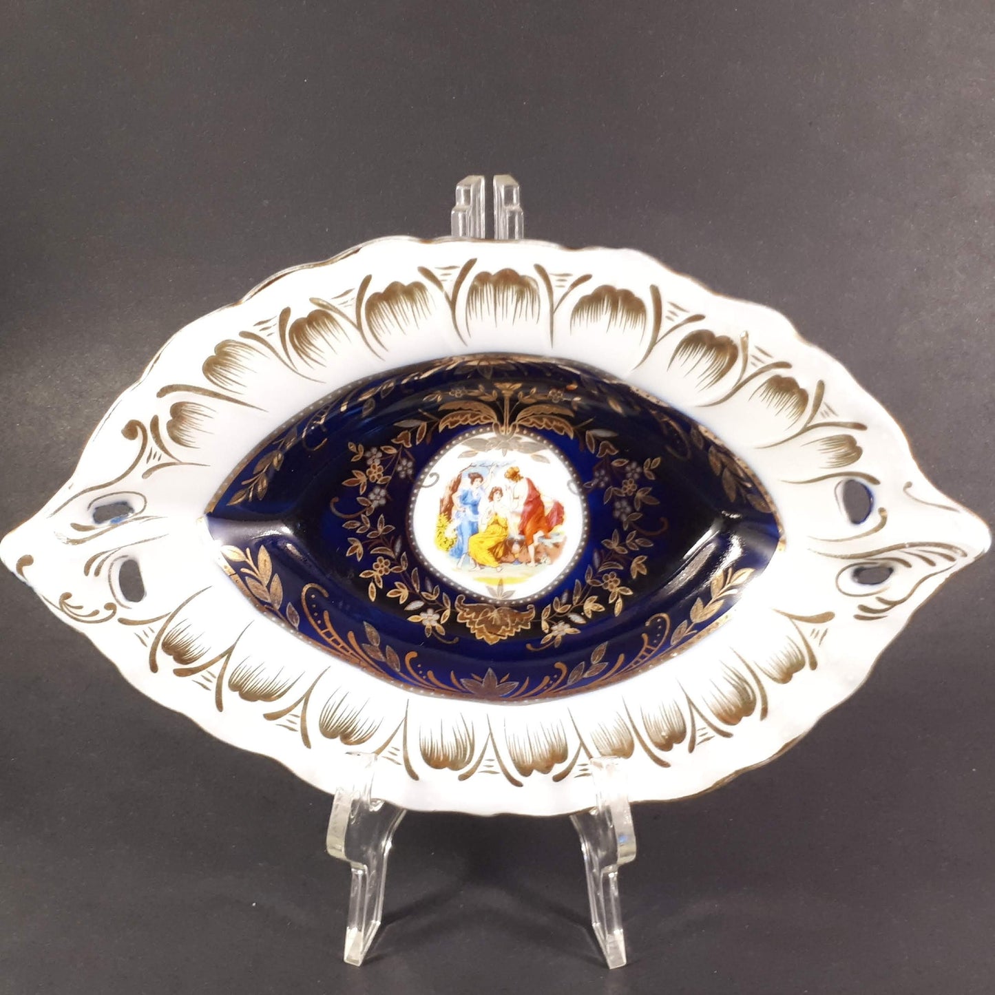 Extremely Rare Bavarie Dutch-royal 24 K T G P cobalt blue bowl