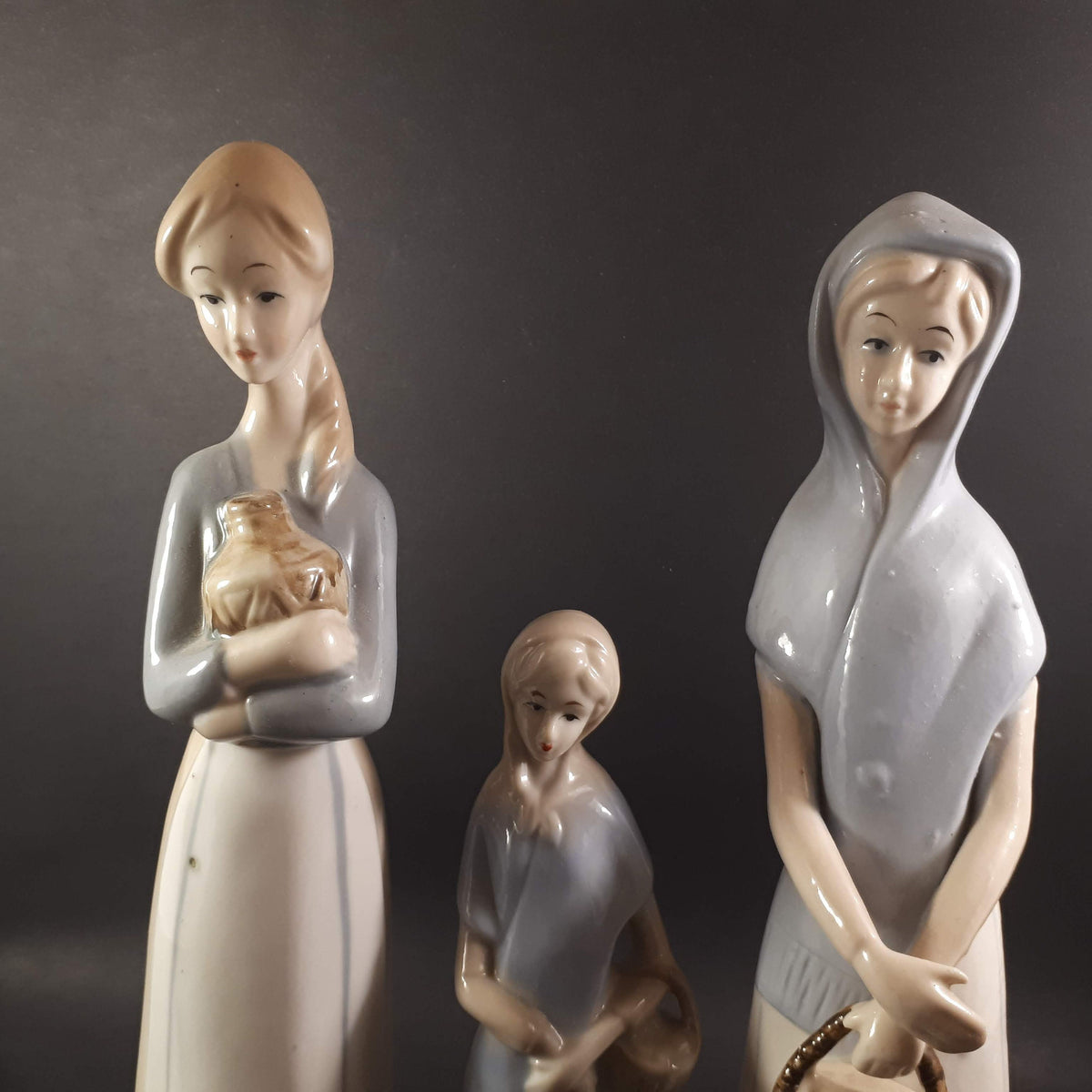 Set of 3 Vintage 11"-7.5 " inches tall porcelain figurines