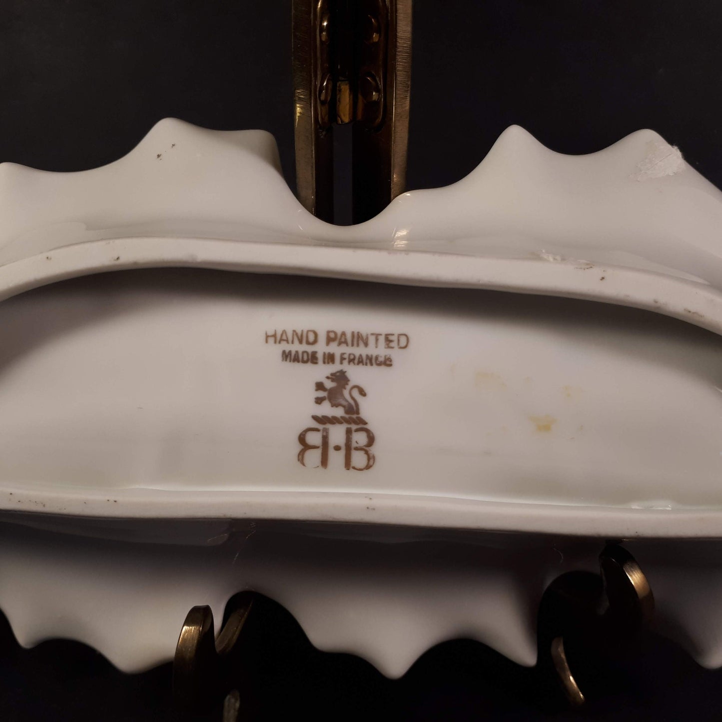 Vintage Birks Porcelain Leaf Trinket Dish, Hand-Painted in France