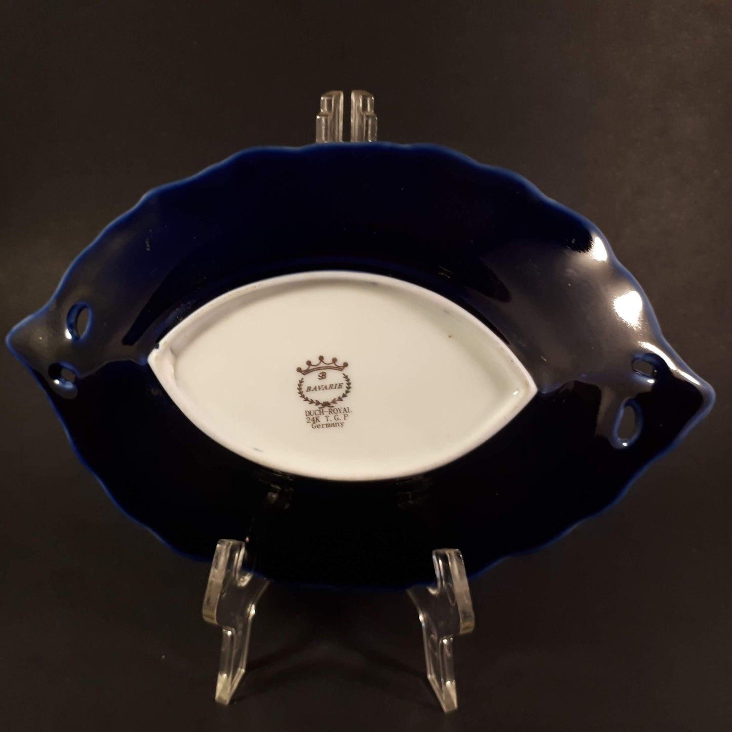 Extremely Rare Bavarie Dutch-royal 24 K T G P cobalt blue bowl