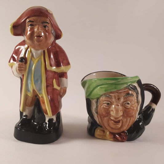 Set of Royal Doulton small toby mug and Artone England beadley figurine