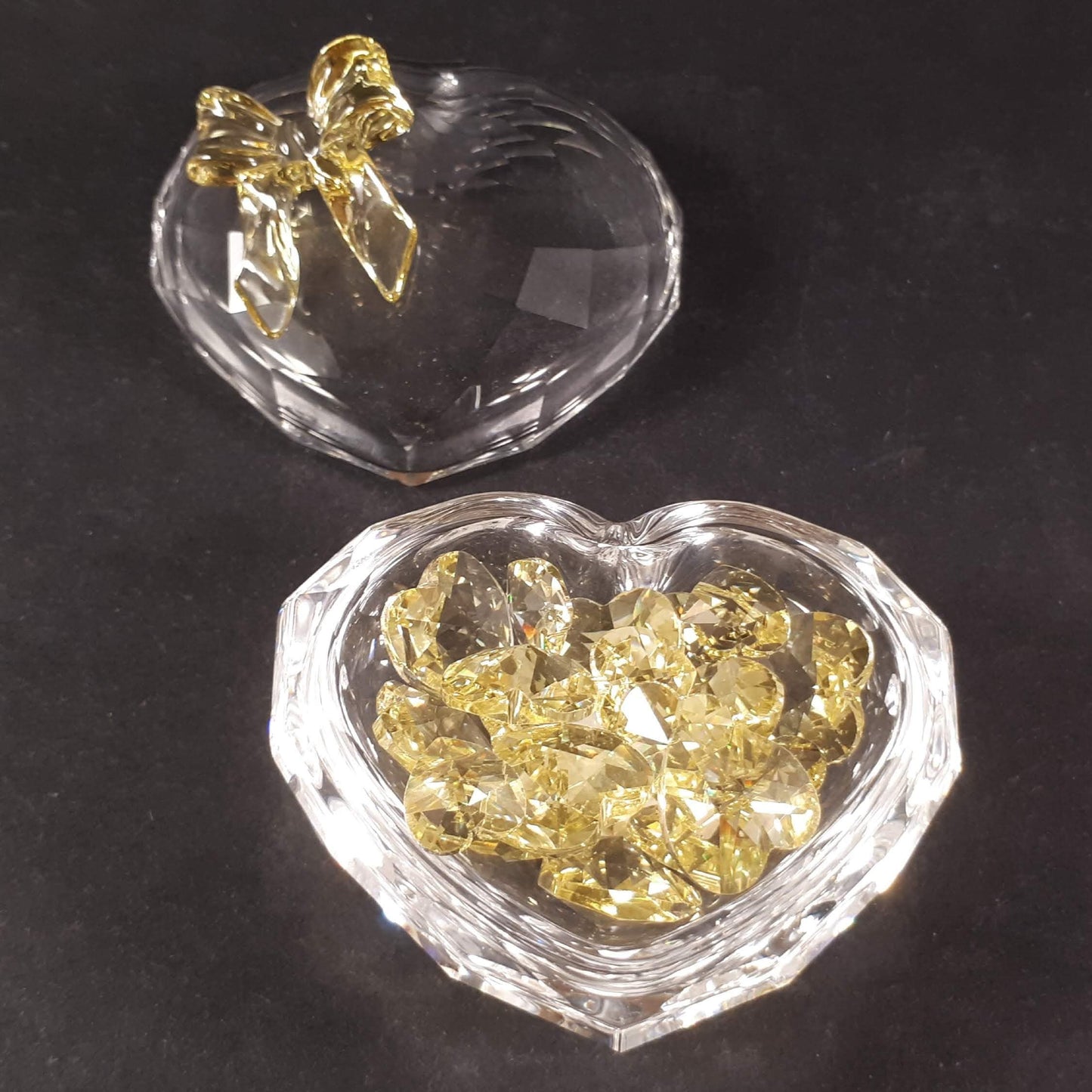 Valentines's Gift !! Swarovski Crystal HEART Trinket Box filled with hearts in Original Box