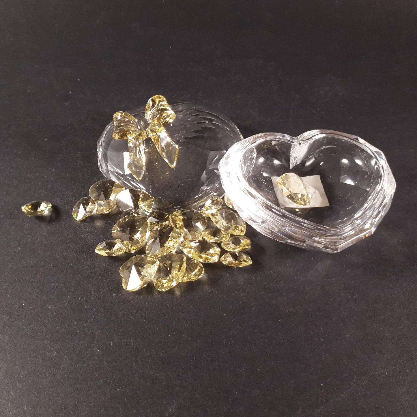 Valentines's Gift !! Swarovski Crystal HEART Trinket Box filled with hearts in Original Box