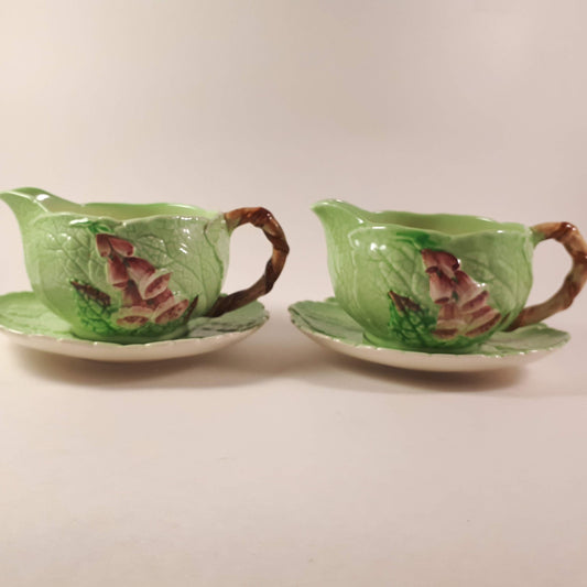Carlton Ware creamer and saucer, Foxglove Pattern, Green Vintage serving...