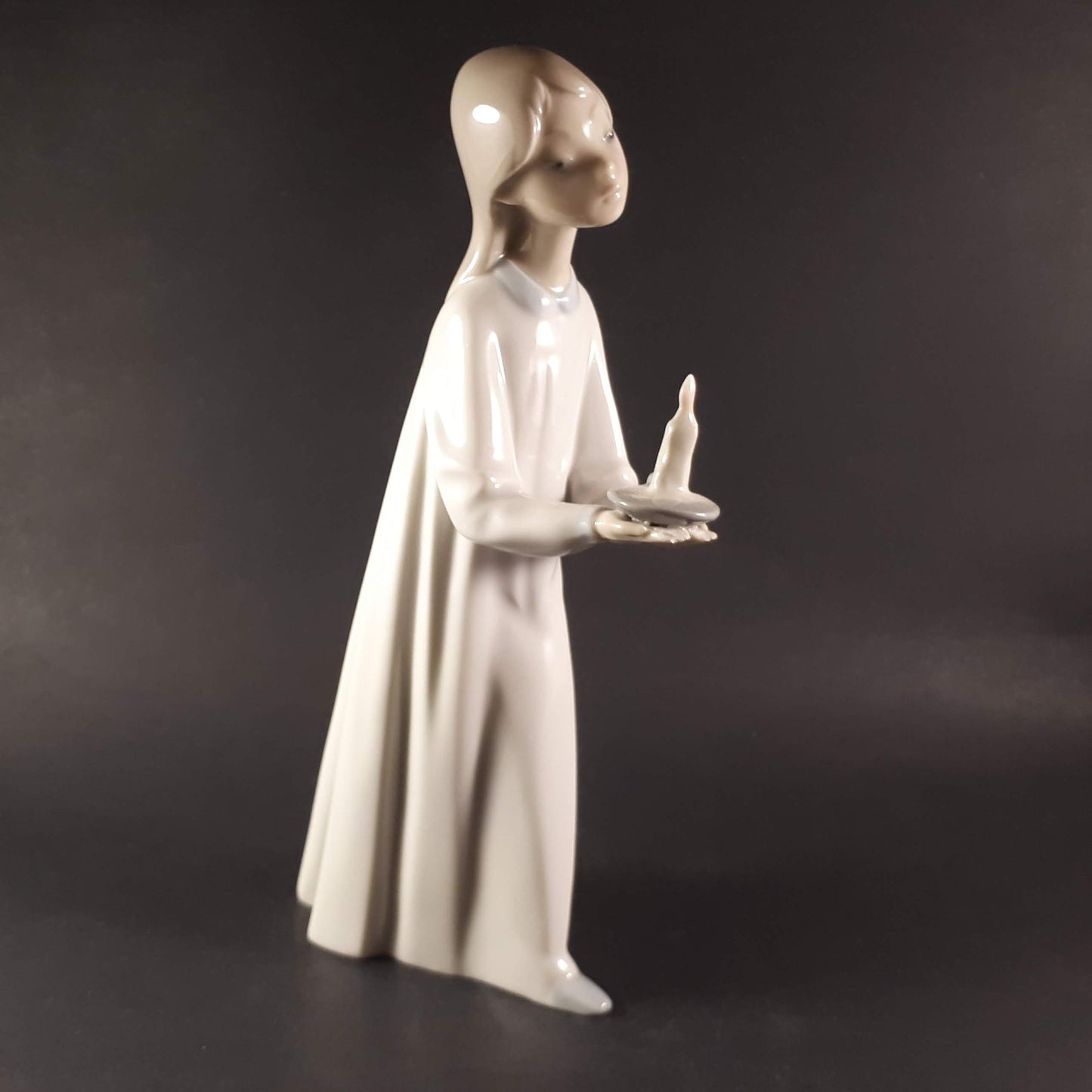 Lladro Girl with Candle Figurine #4868, 8" Glazed Porcelain
