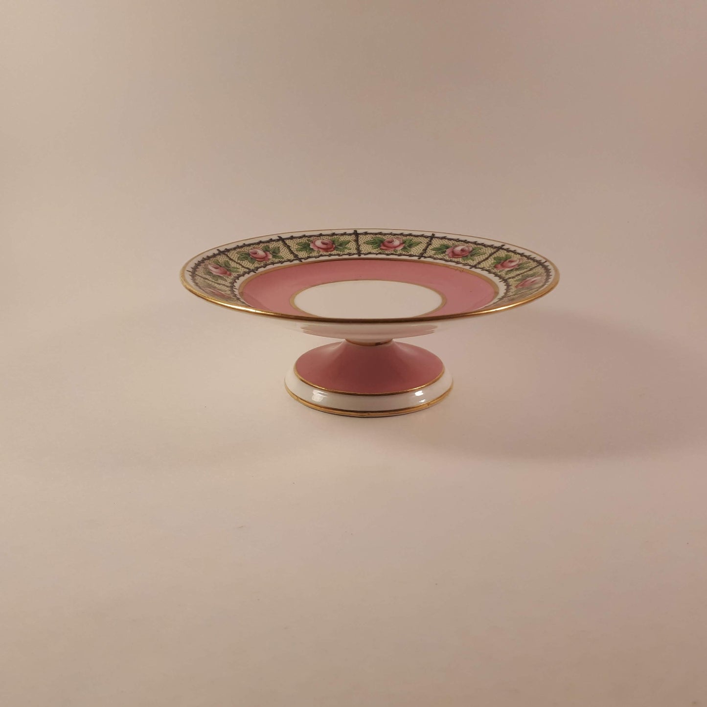 RARE !! Aynsley miniature pink attached cup and saucer with cake stand