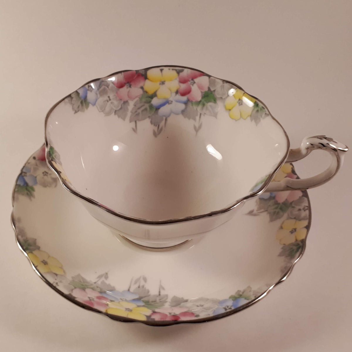 Vintage Paragon bone china floral teacup and saucer