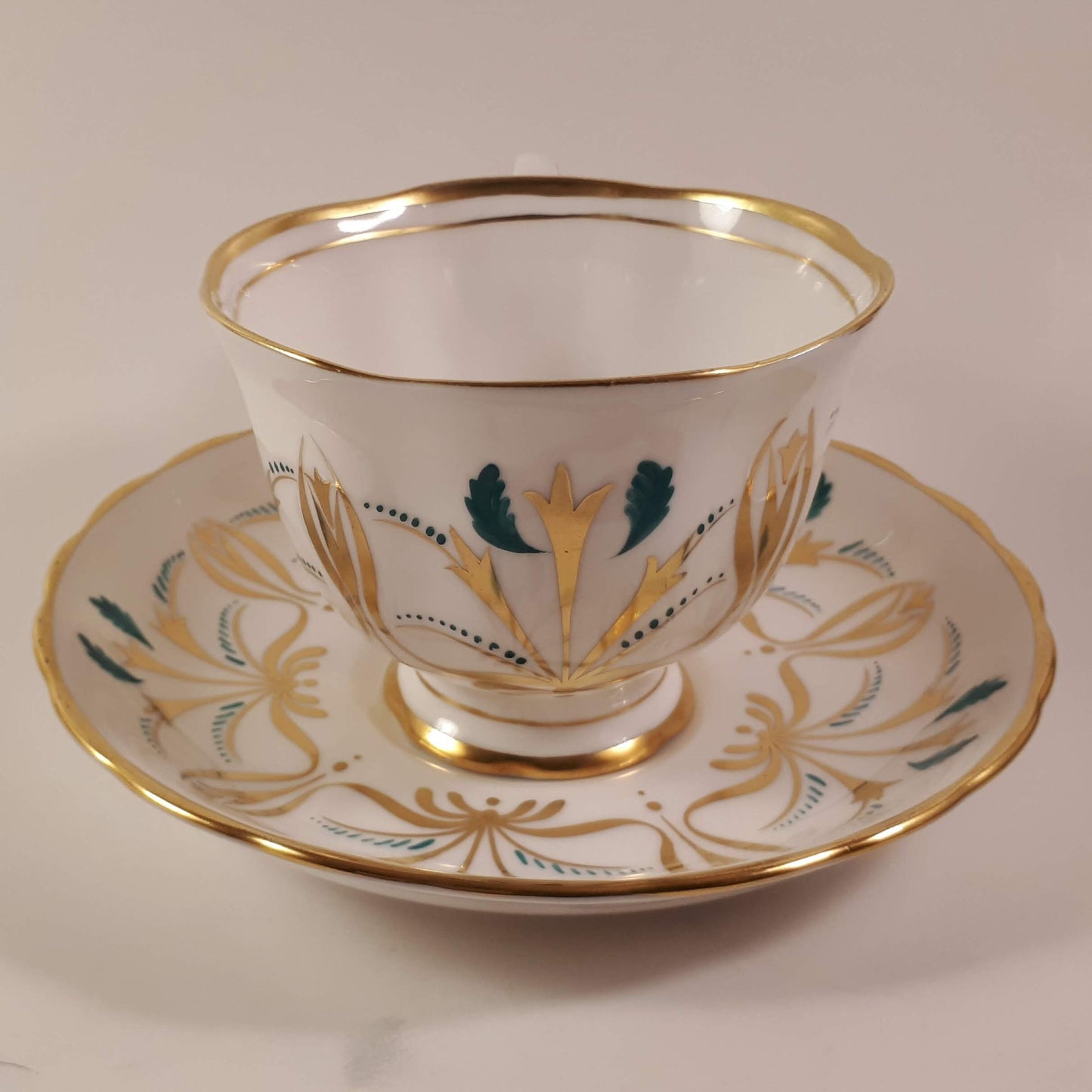 Hand Decorated Royal Chelsea Bone China Teacup and Saucer