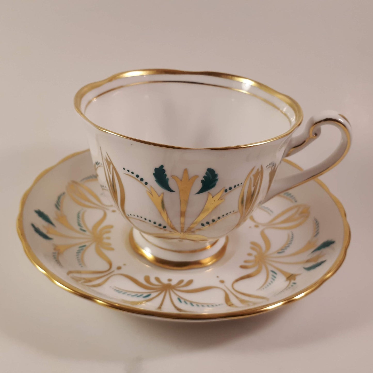 Hand Decorated Royal Chelsea Bone China Teacup and Saucer