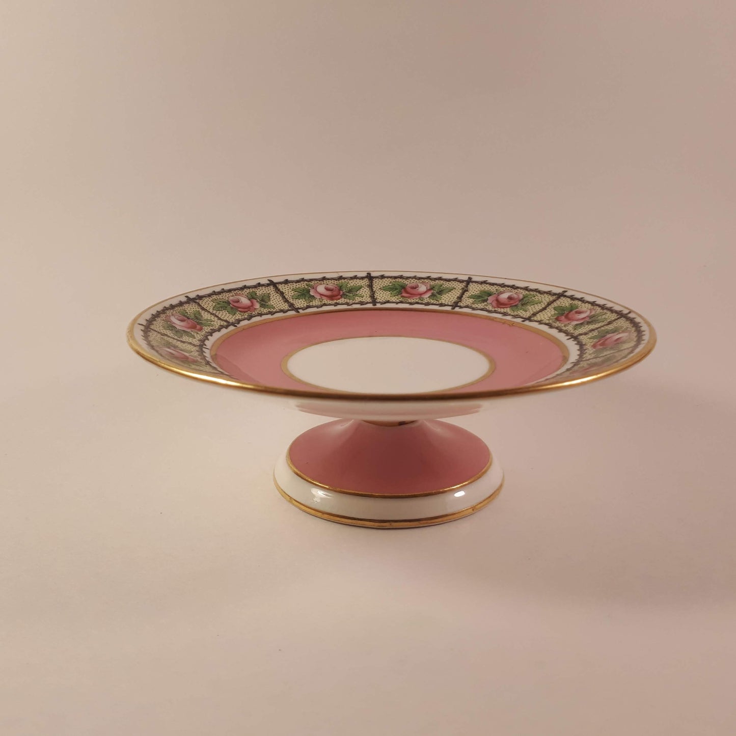 RARE !! Aynsley miniature pink attached cup and saucer with cake stand