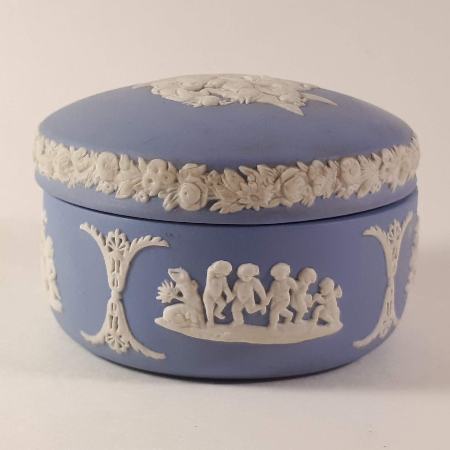 Blue Wedgwood Jasperware Trinket Box with different designs