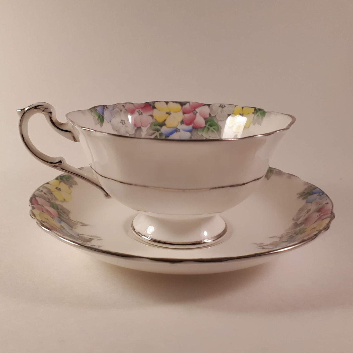 Vintage Paragon bone china floral teacup and saucer