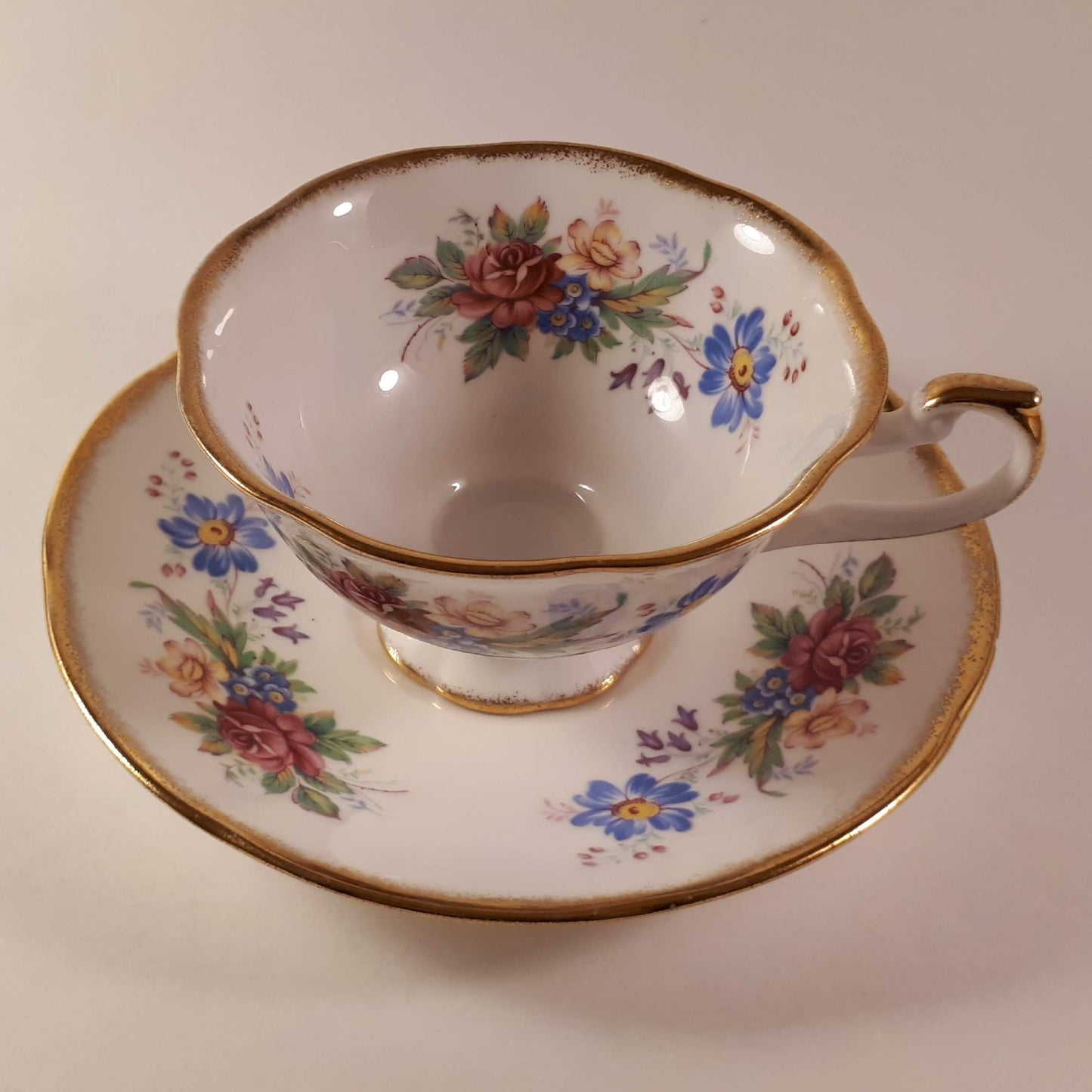Vintage Bridgedale England, fine bone china floral teacup and saucer.