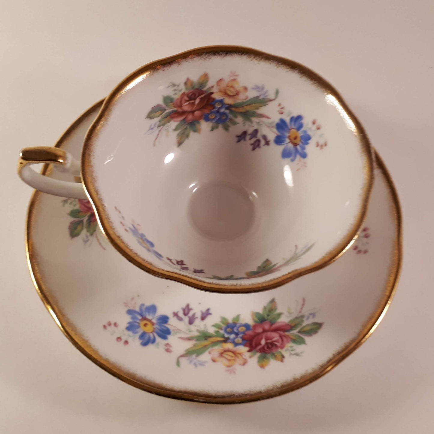 Vintage Bridgedale England, fine bone china floral teacup and saucer.