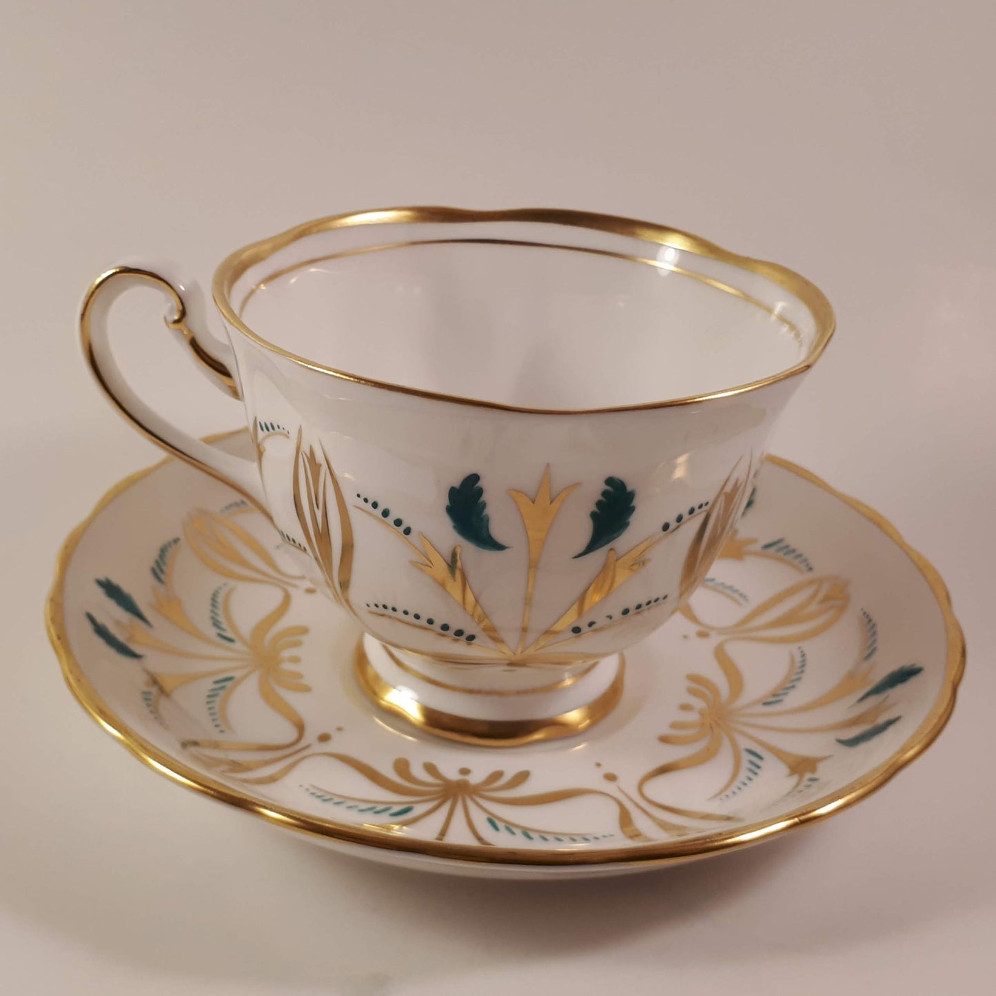 Hand Decorated Royal Chelsea Bone China Teacup and Saucer