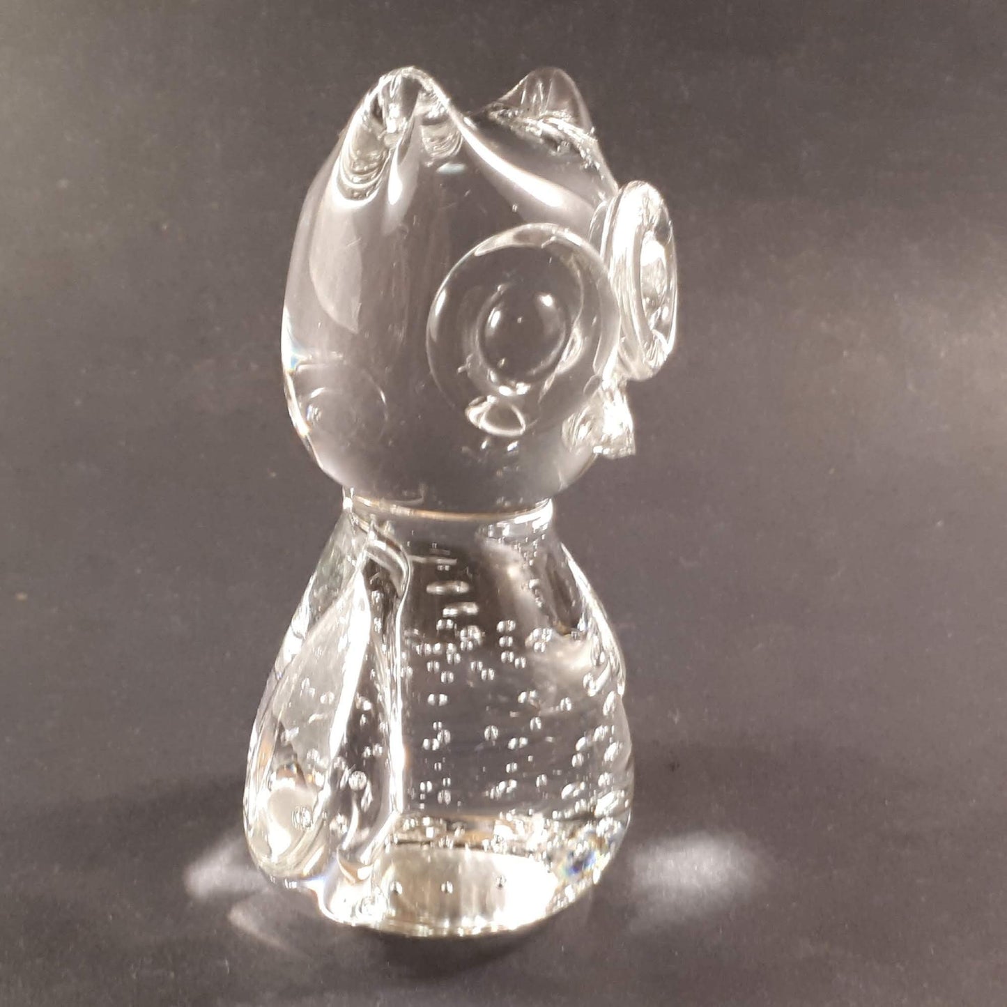Vintage set of 3 Large glass owl, swan & Bird paperweight, figurines