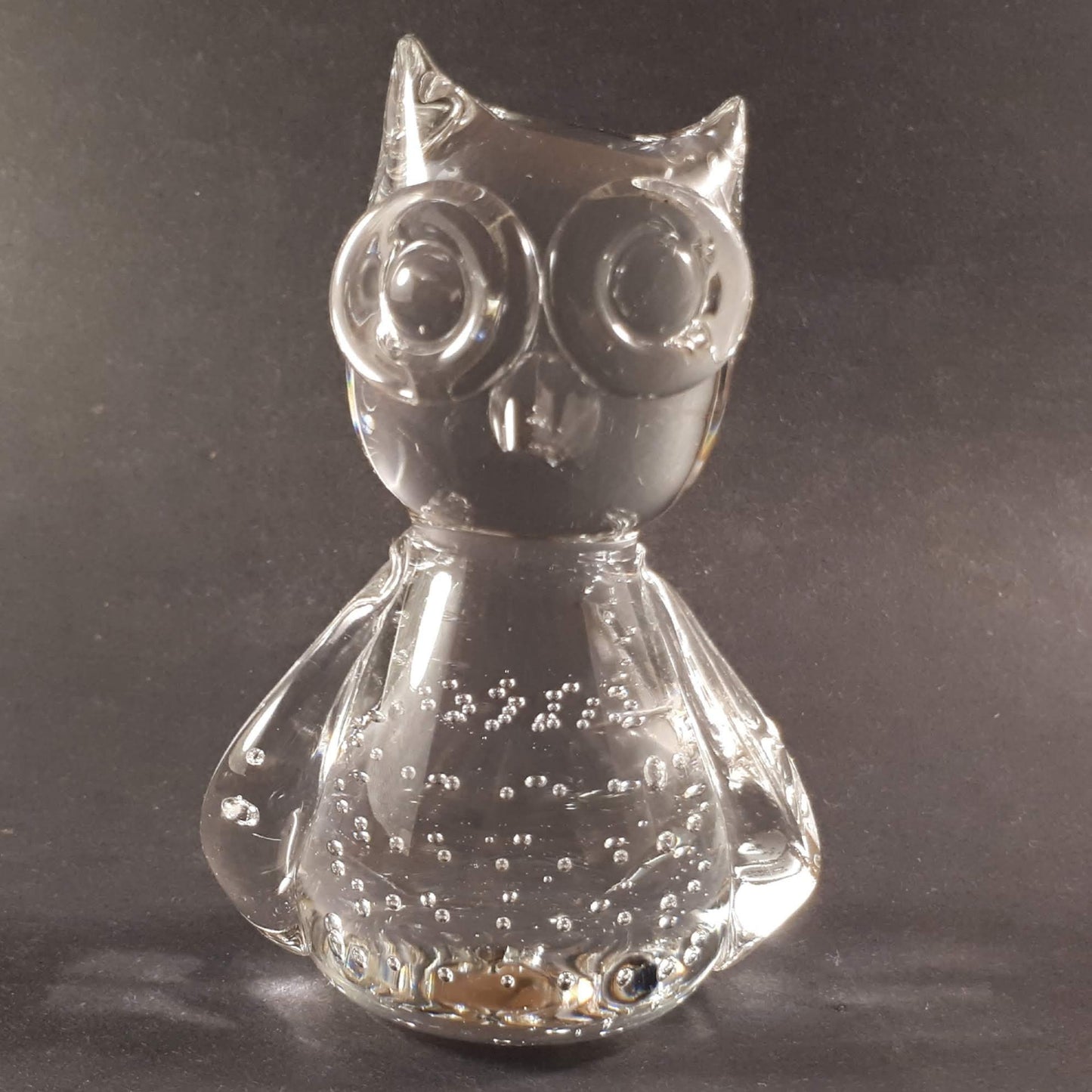 Vintage set of 3 Large glass owl, swan & Bird paperweight, figurines