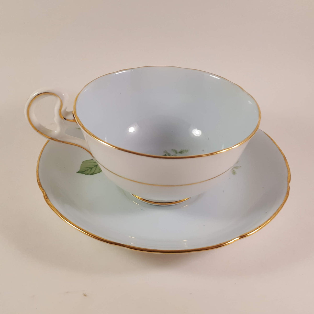 Royal Grafton 1950s Pink and Yellow  Roses with blue shade Teacup & saucer