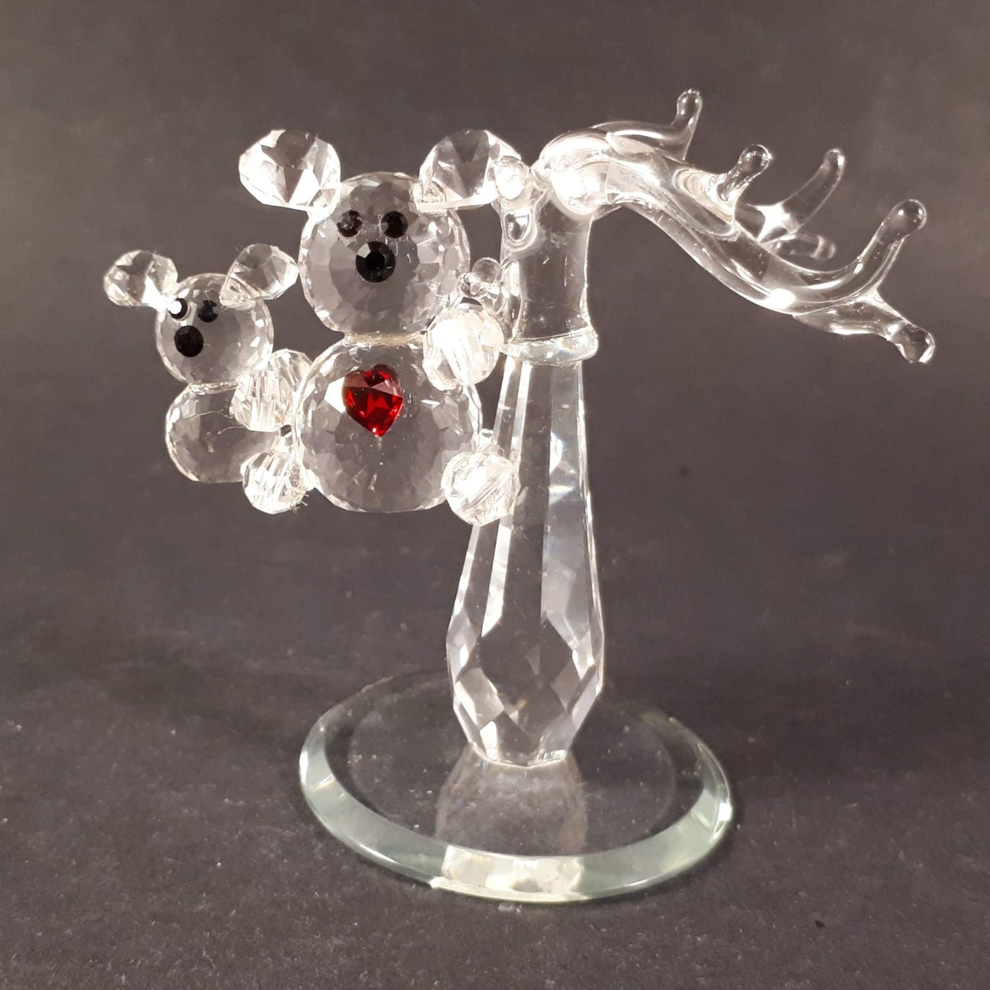 Vintage Crystal Symphony Teddy Bears Figurine, Austrian Crystal Heart, Original Box