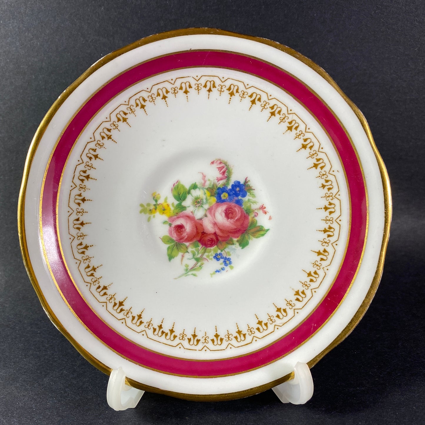 Vintage Royal Stafford bone china with floating roses teacup and saucer