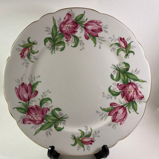 RARE Gladstone Rembrandt dinner plate Beautiful pink Tulip design with gold trim