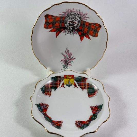 Vintage Set of 2 Scottish tartan design Royal Albert & Royal Grafton pin dishes