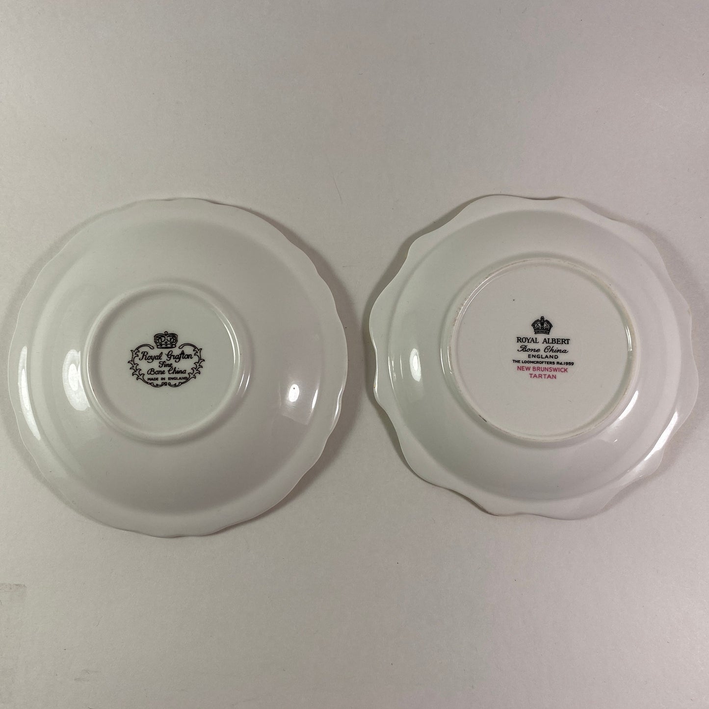 Vintage Set of 2 Scottish tartan design Royal Albert & Royal Grafton pin dishes