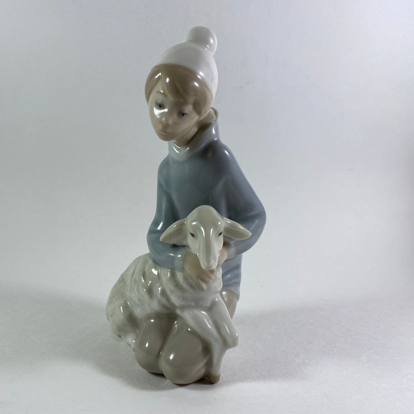 Vintage Lladro Figurine: Boy Sitting with Lamb