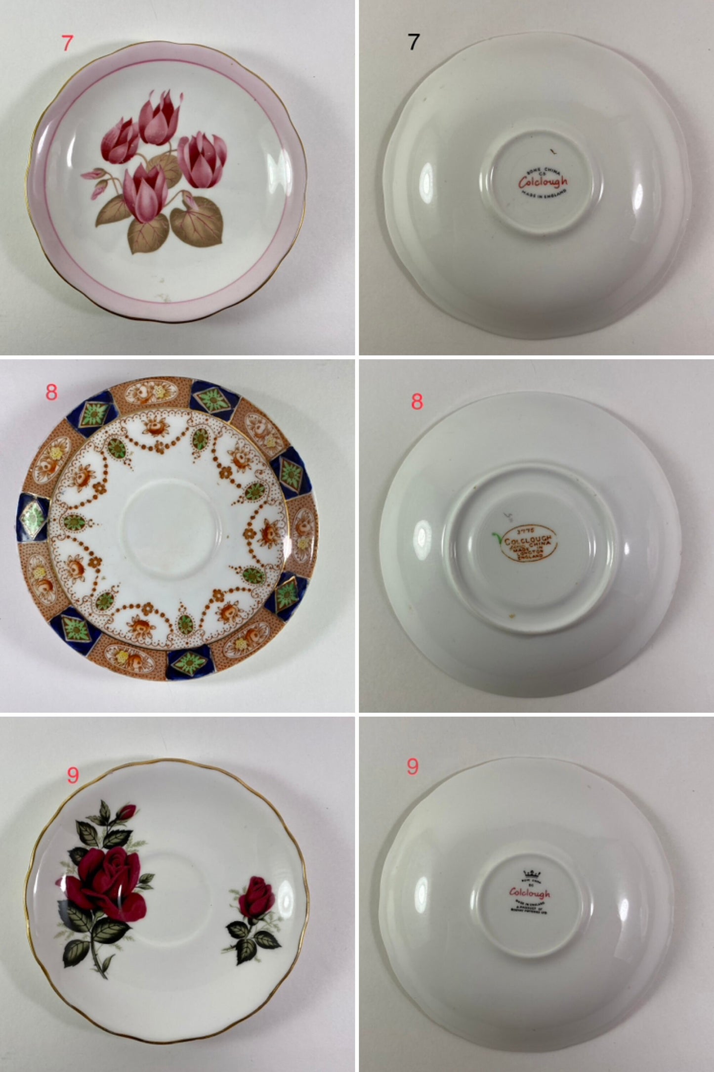 6 Royal Albert 6 Colclough orphan saucers for Replacements, bridal showers tea party