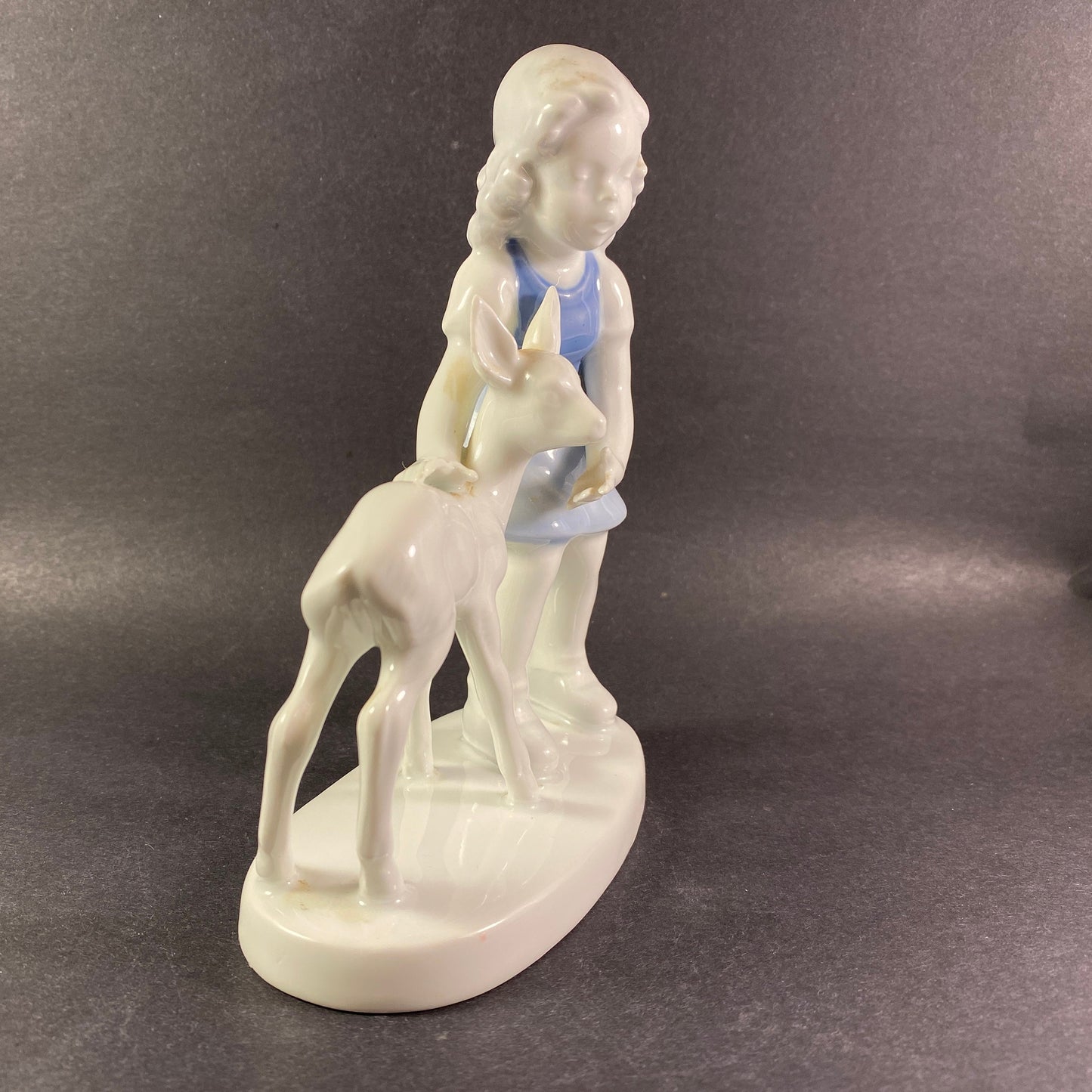 Vintage Gerold Porzellan Bavaria Germany Figurine Girl With Deer