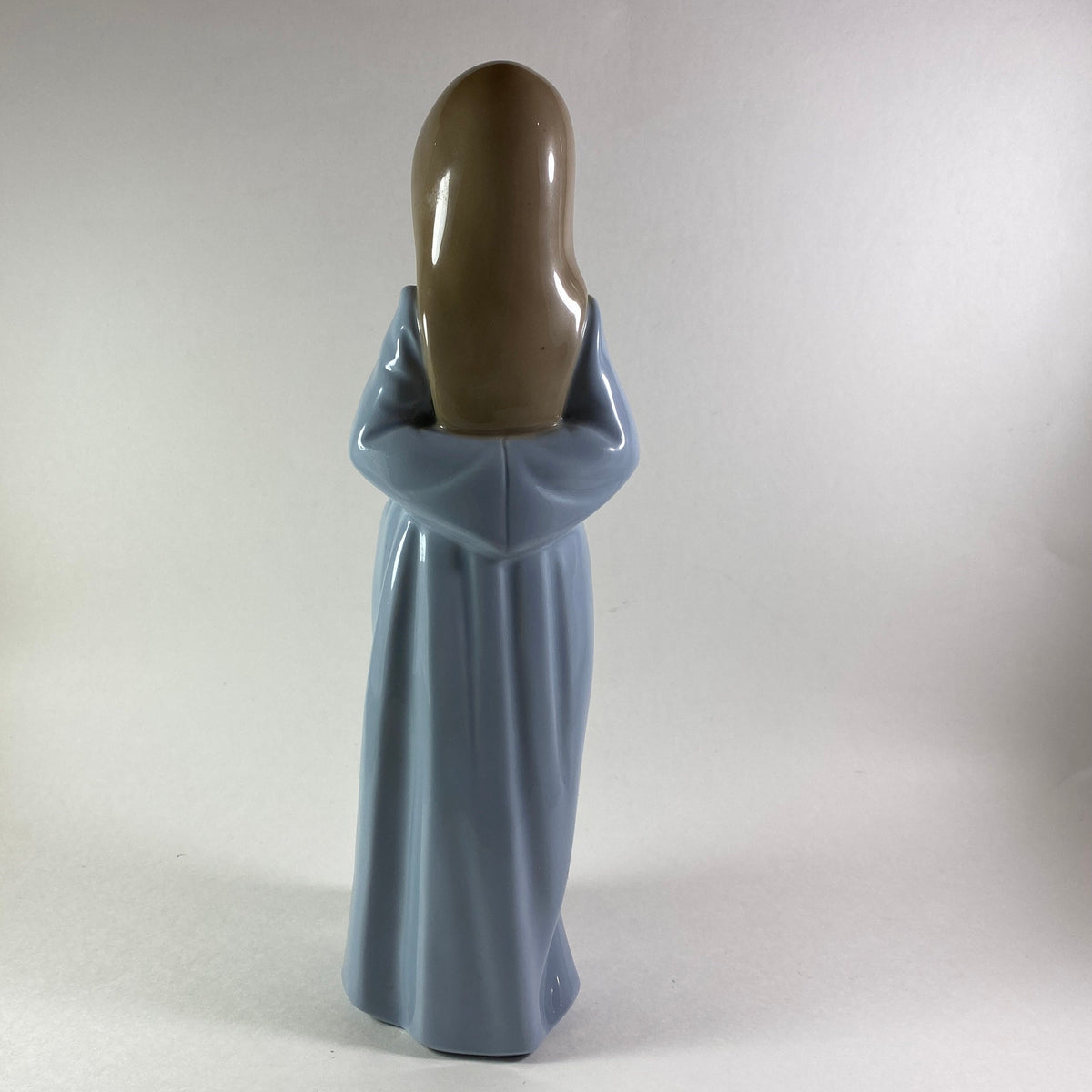 Vintage Nao Figurine Lladro Girl Looking Down with Blue Dress Hand Painted
