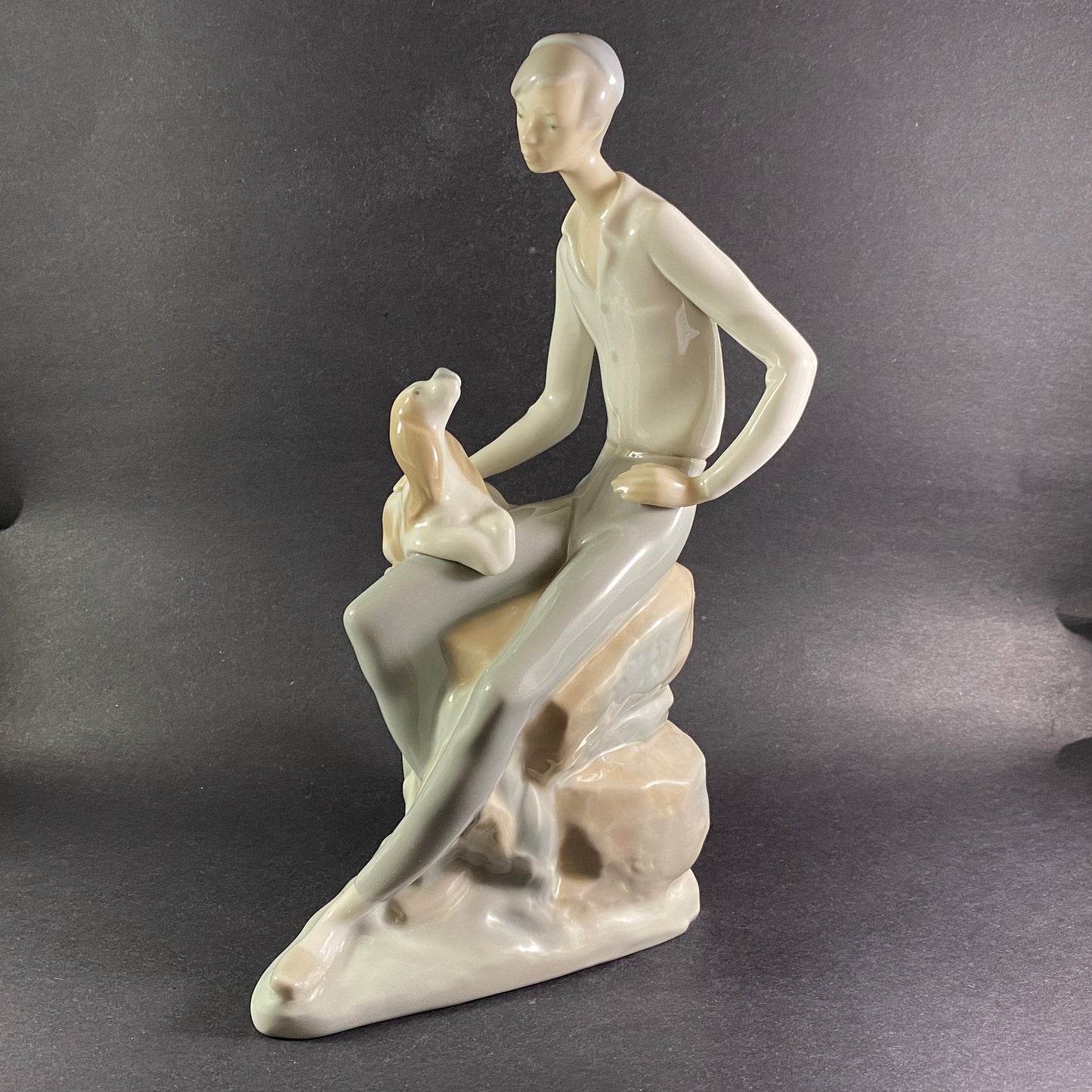 Lladro Nao Spain Shepherd Boy with Spaniel Dog Figurine