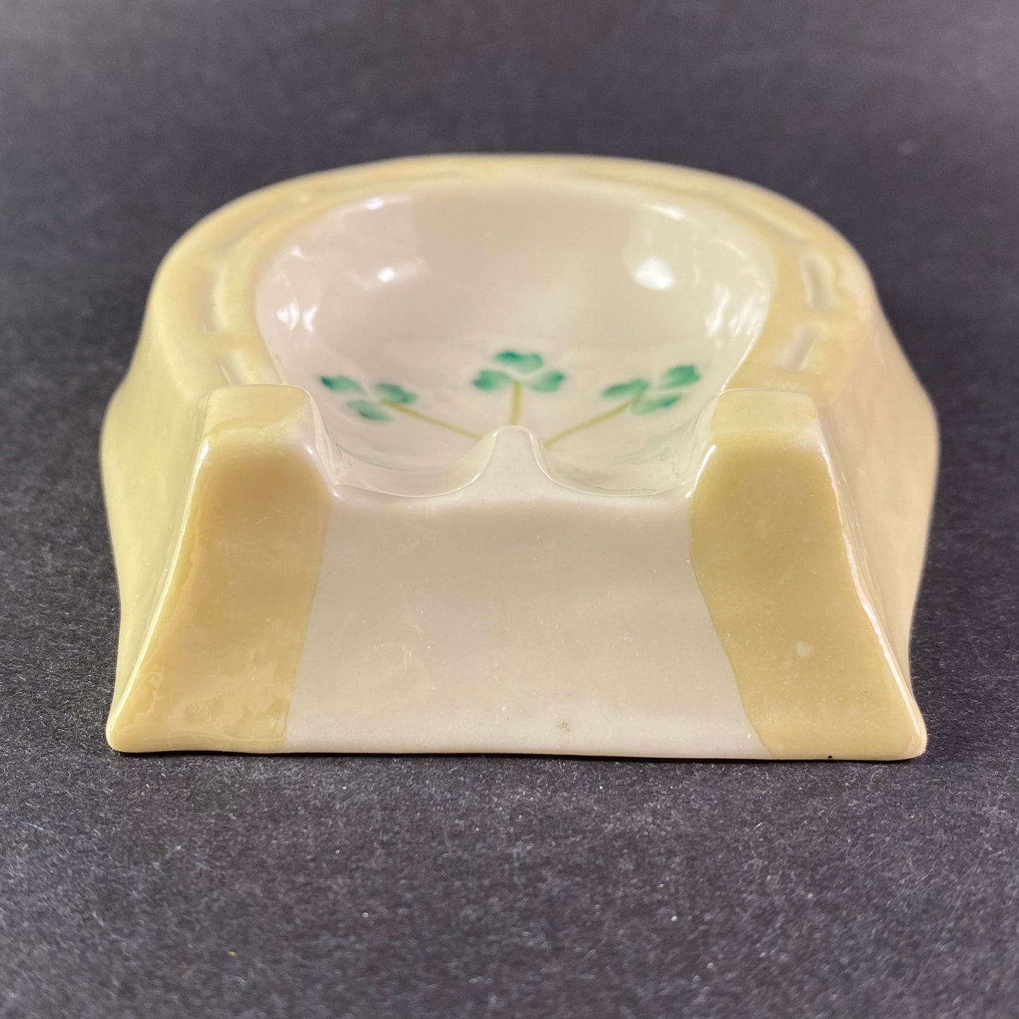 Belleek Irish Porcelain Horseshoe Ashtray in Shamrock Pattern