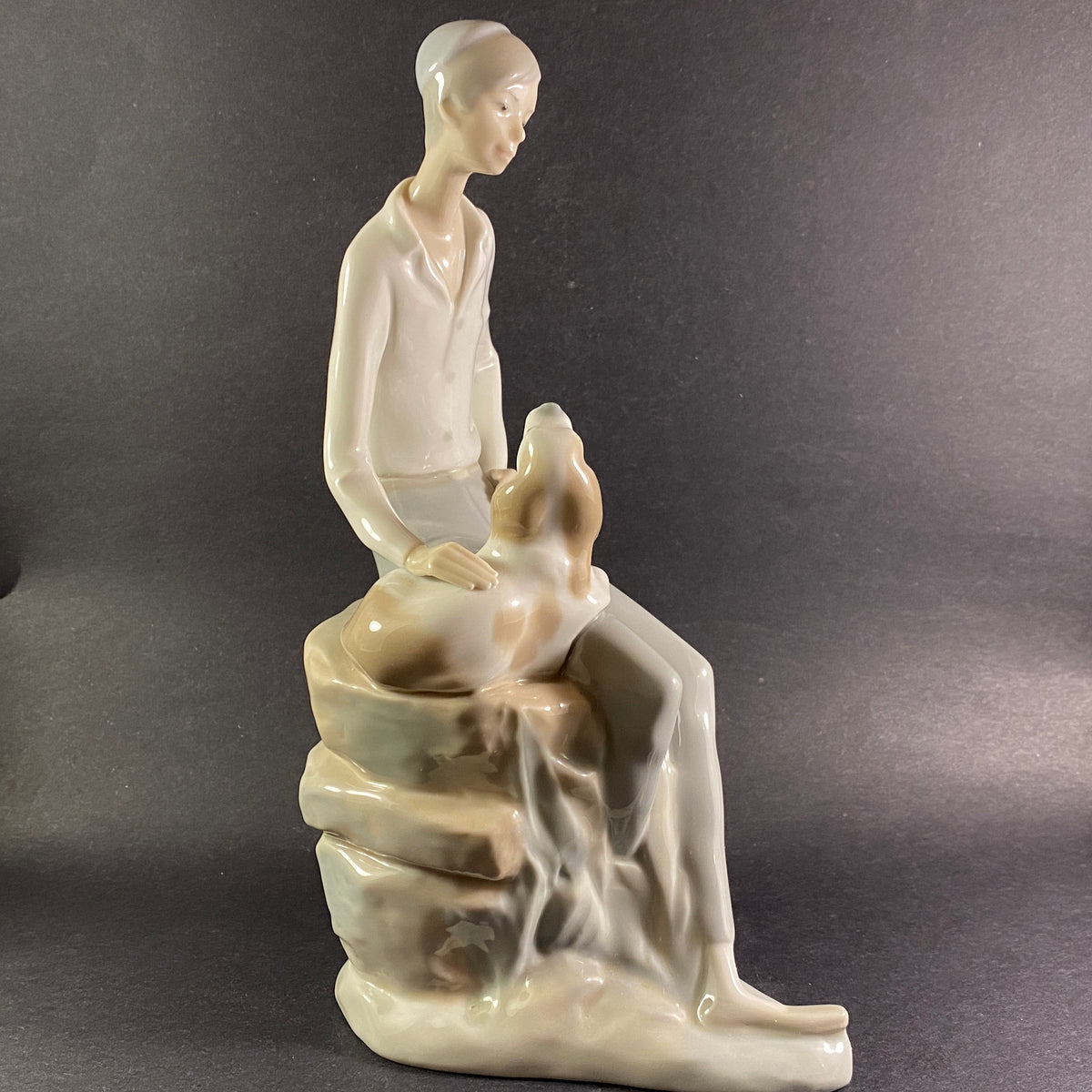 Lladro Nao Spain Shepherd Boy with Spaniel Dog Figurine