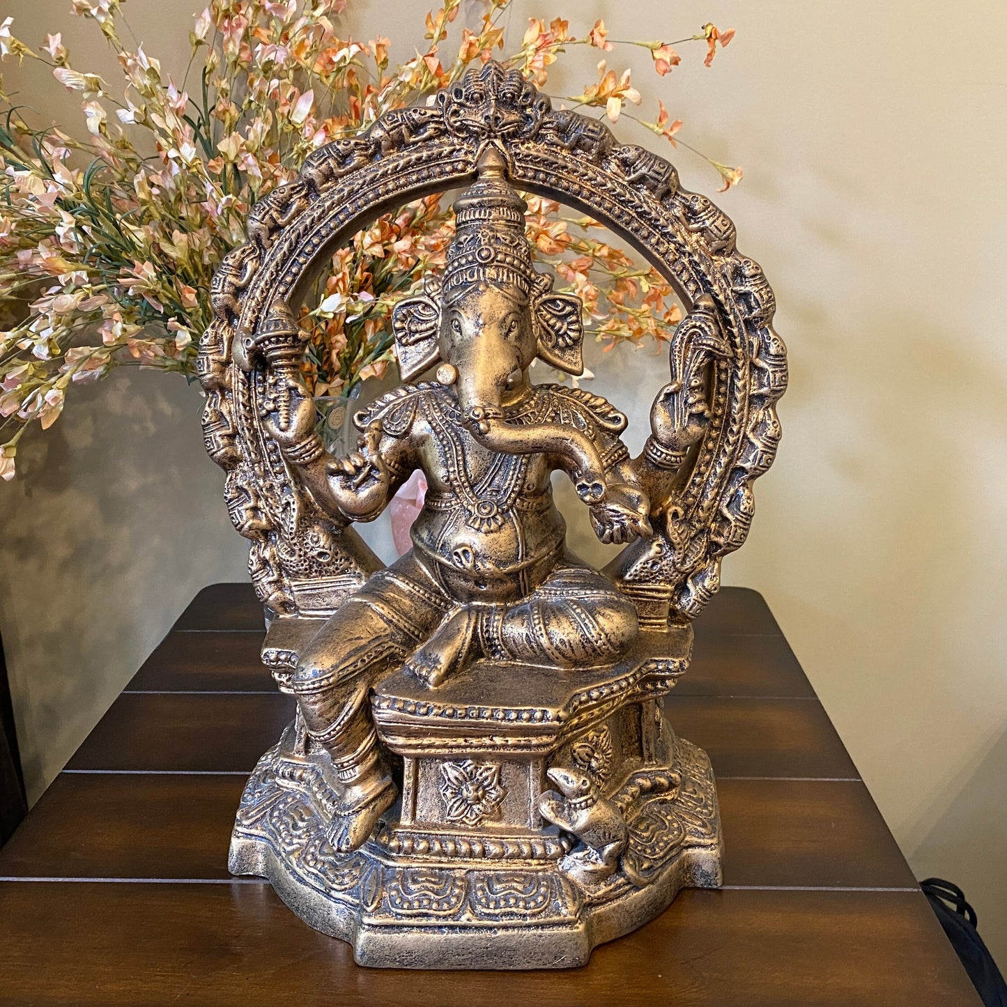 Tall Ganesha Statue, Hindu God Resin Sculpture, 16.5"