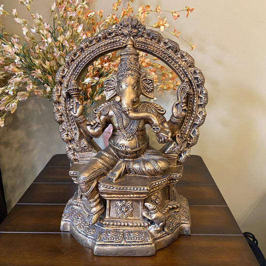 Tall Ganesha Statue, Hindu God Resin Sculpture, 16.5"