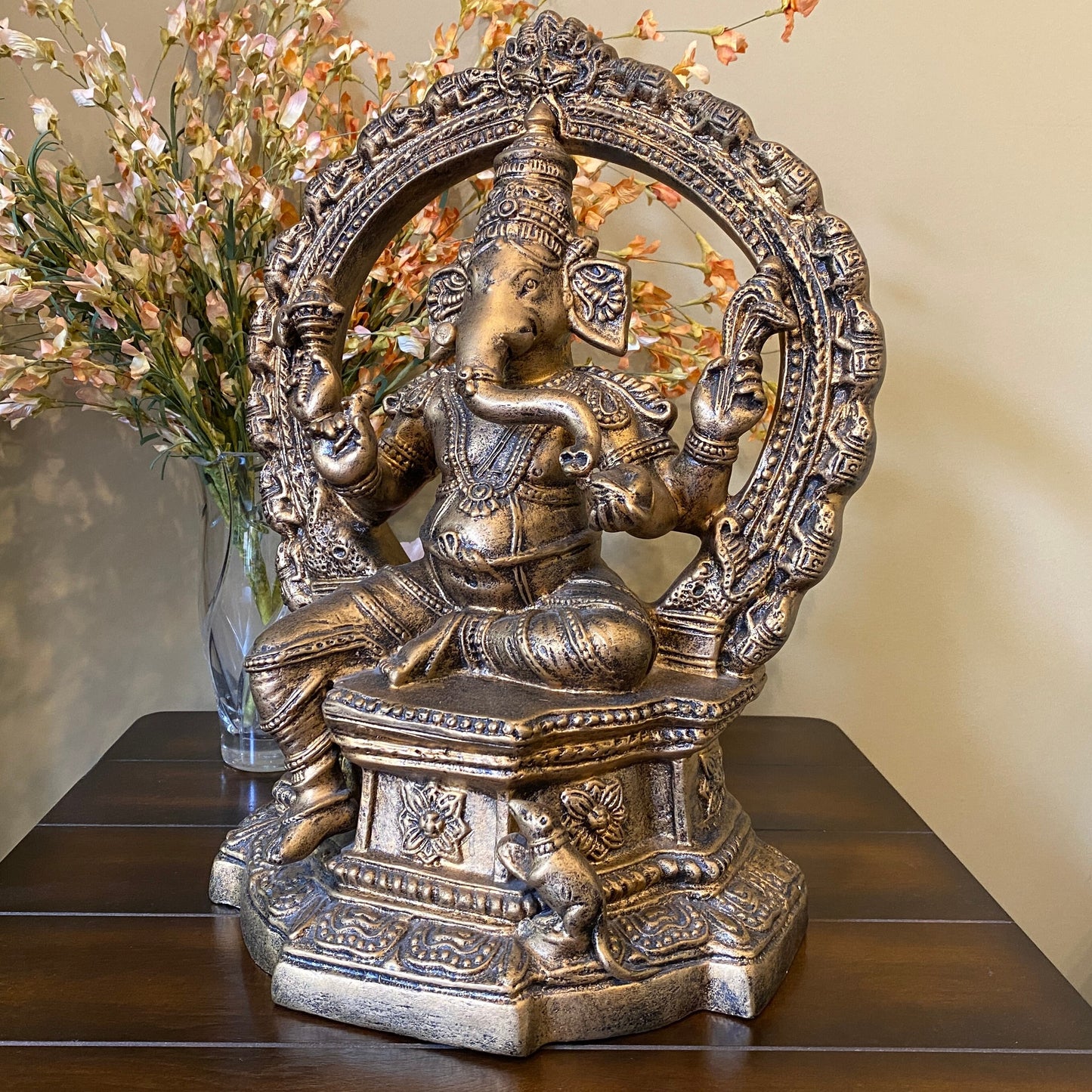 Tall Ganesha Statue, Hindu God Resin Sculpture, 16.5"