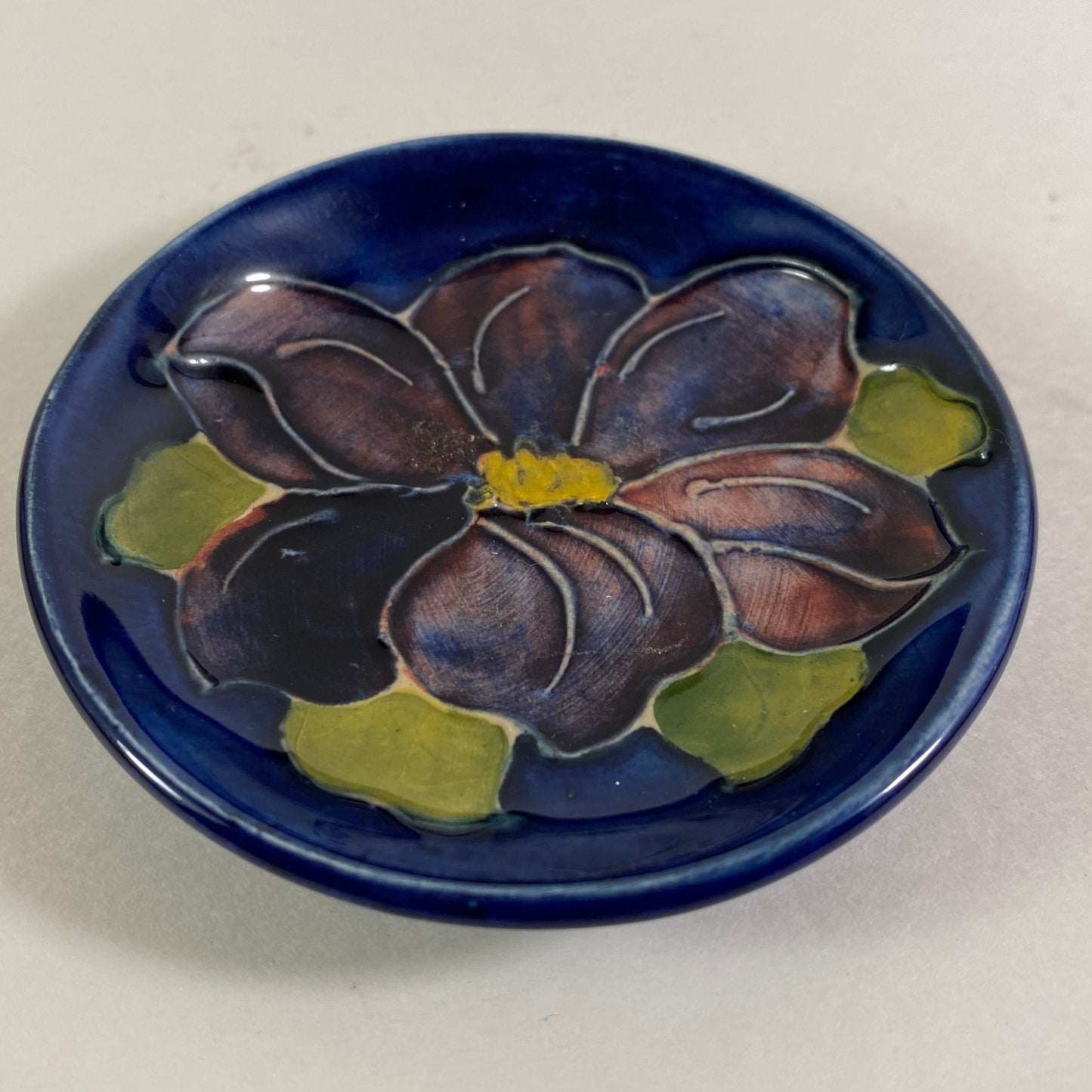 Vintage Walter Moorcroft Pottery Pin Dish / Small Plate Anemone