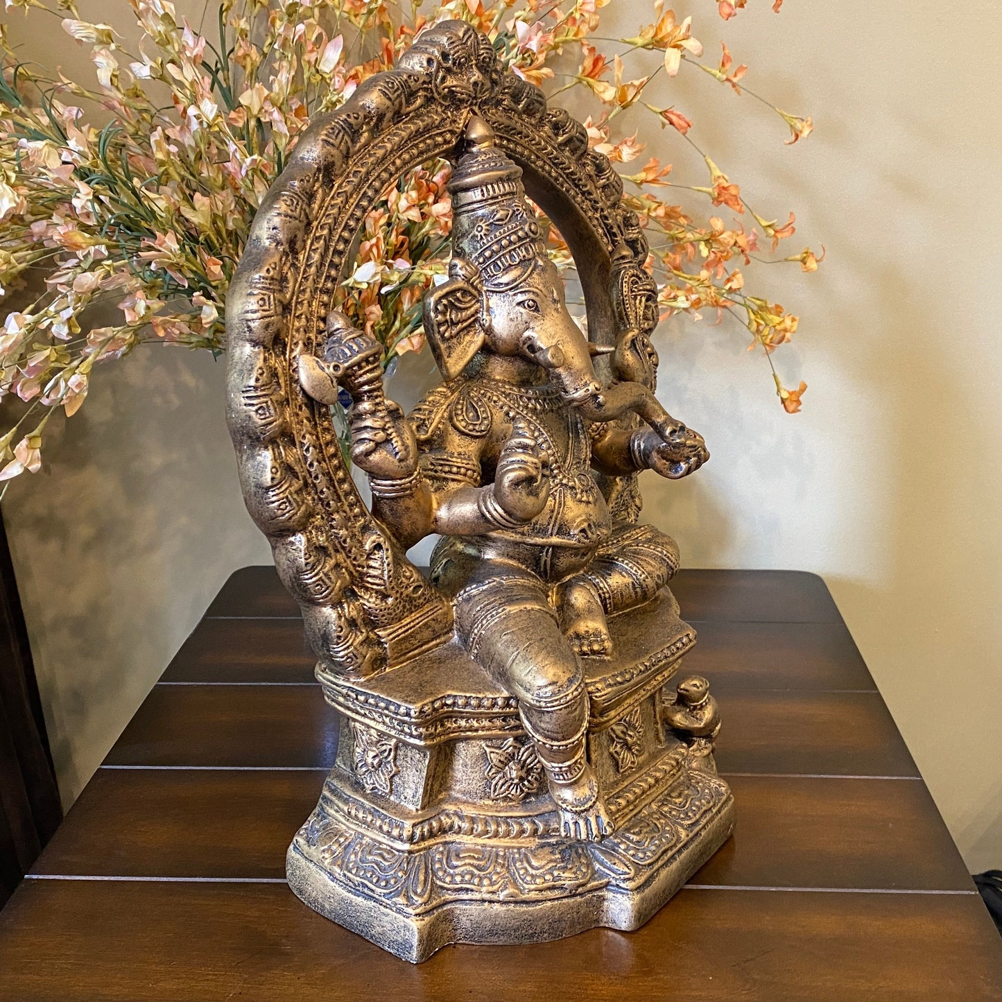 Tall Ganesha Statue, Hindu God Resin Sculpture, 16.5"