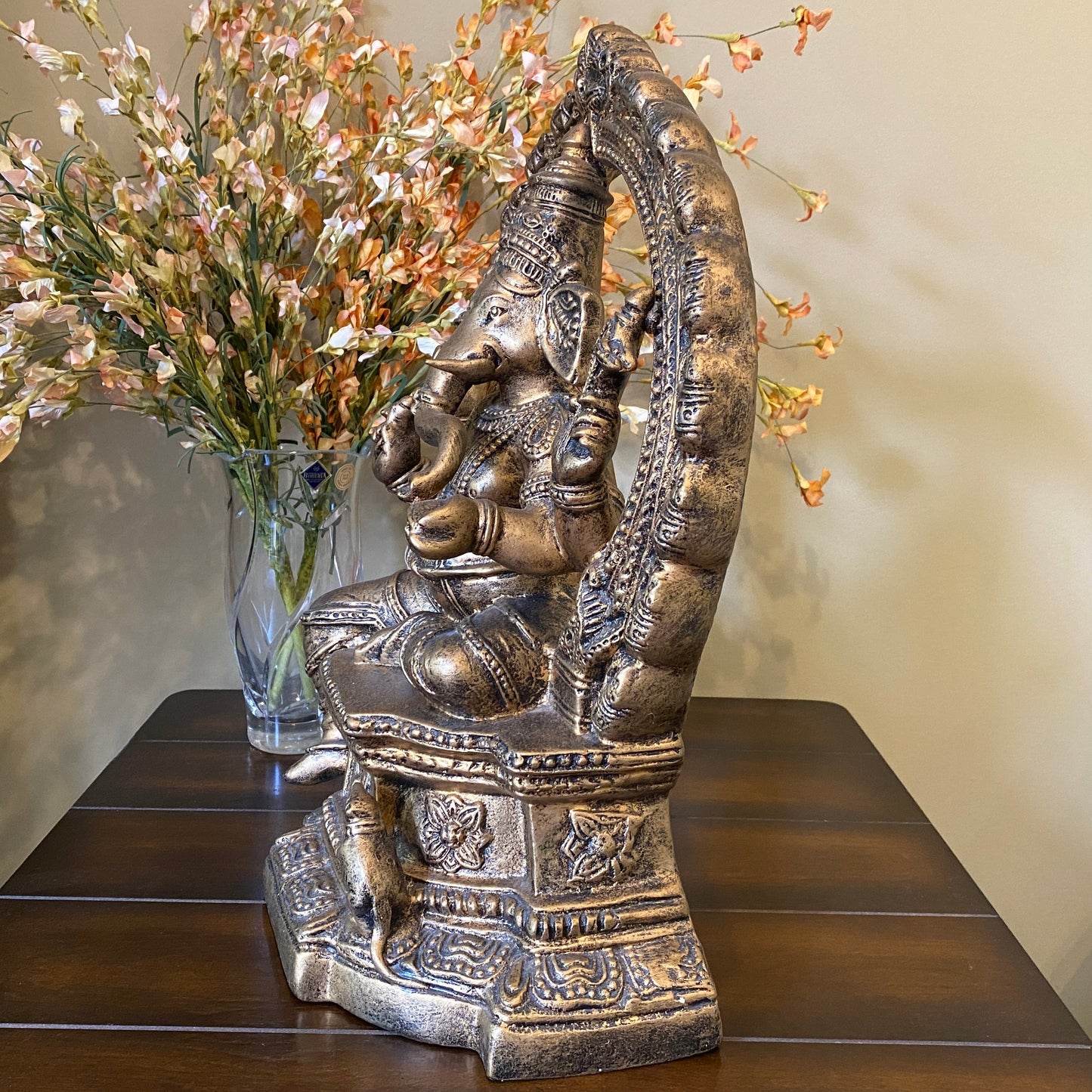 Tall Ganesha Statue, Hindu God Resin Sculpture, 16.5"