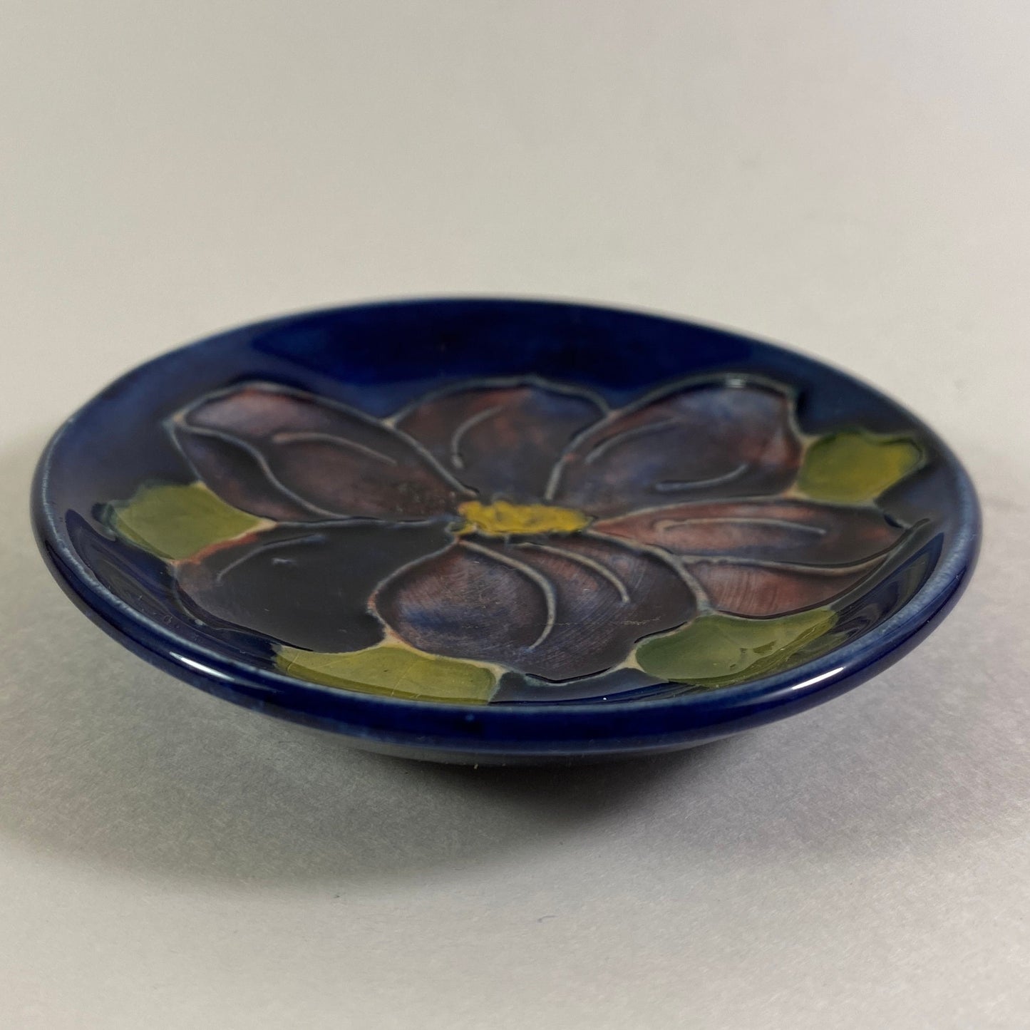 Vintage Walter Moorcroft Pottery Pin Dish / Small Plate Anemone