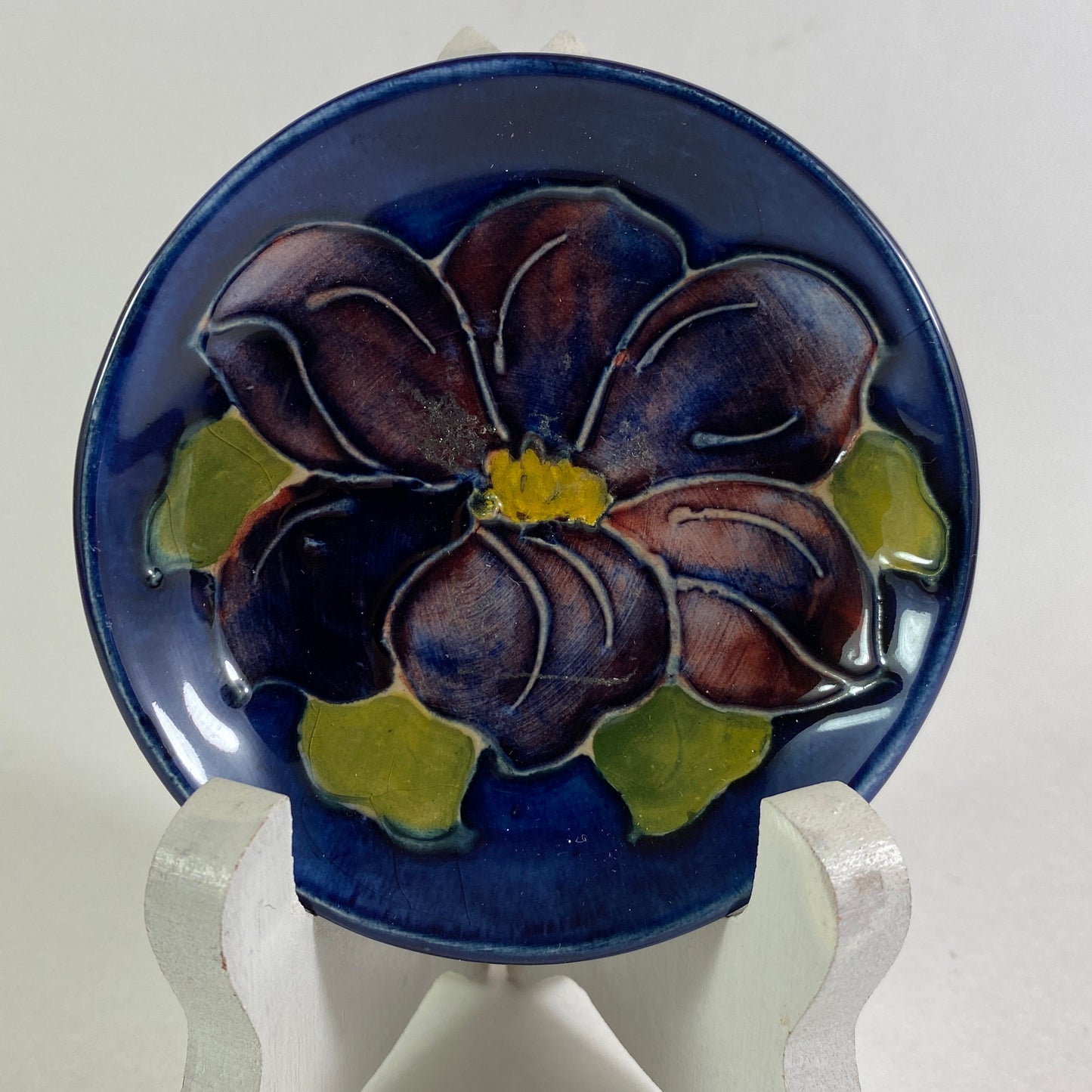 Vintage Walter Moorcroft Pottery Pin Dish / Small Plate Anemone