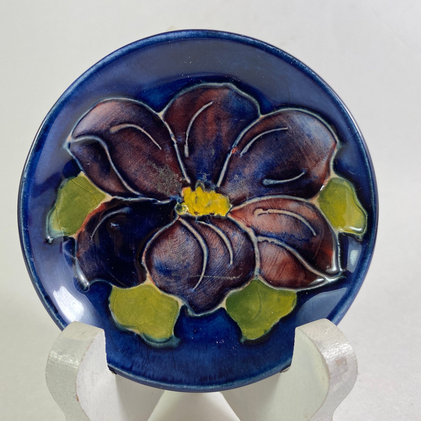 Vintage Walter Moorcroft Pottery Pin Dish / Small Plate Anemone