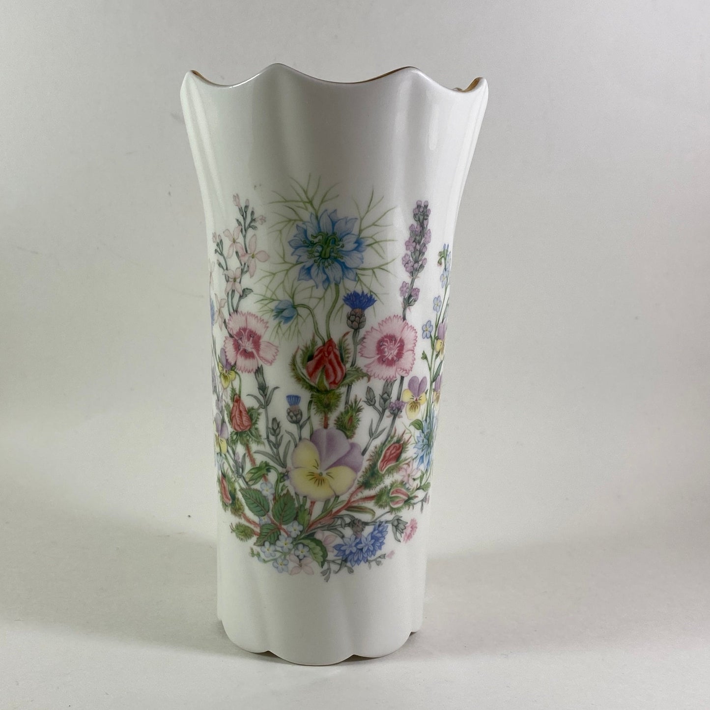 Vintage Aynsley Wild Tudor floral Vase 6 inches tall.