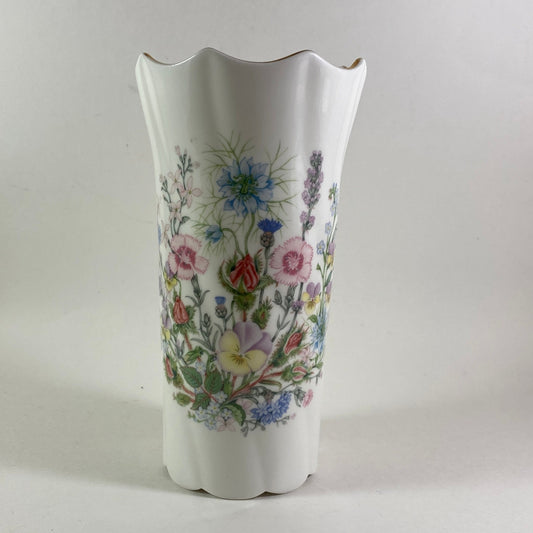 Vintage Aynsley Wild Tudor floral Vase 6 inches tall.