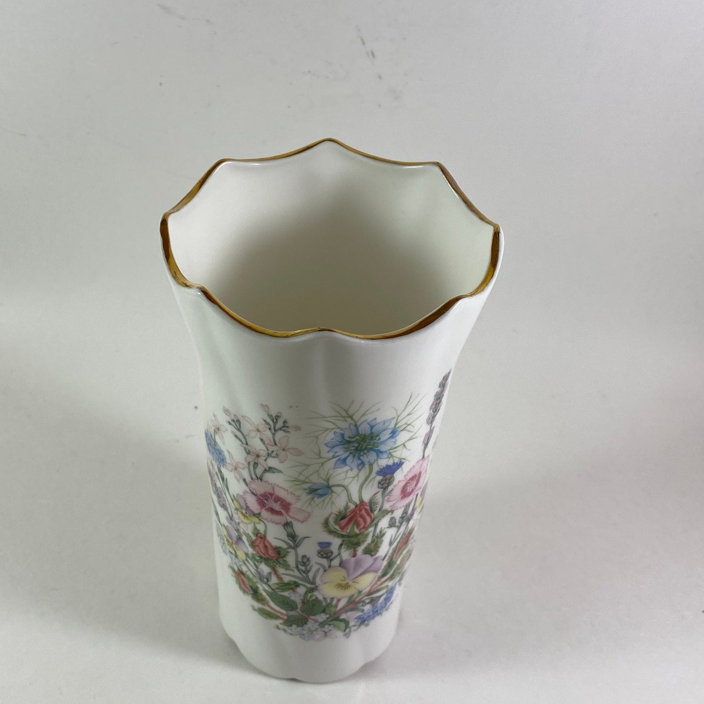 Vintage Aynsley Wild Tudor floral Vase 6 inches tall.