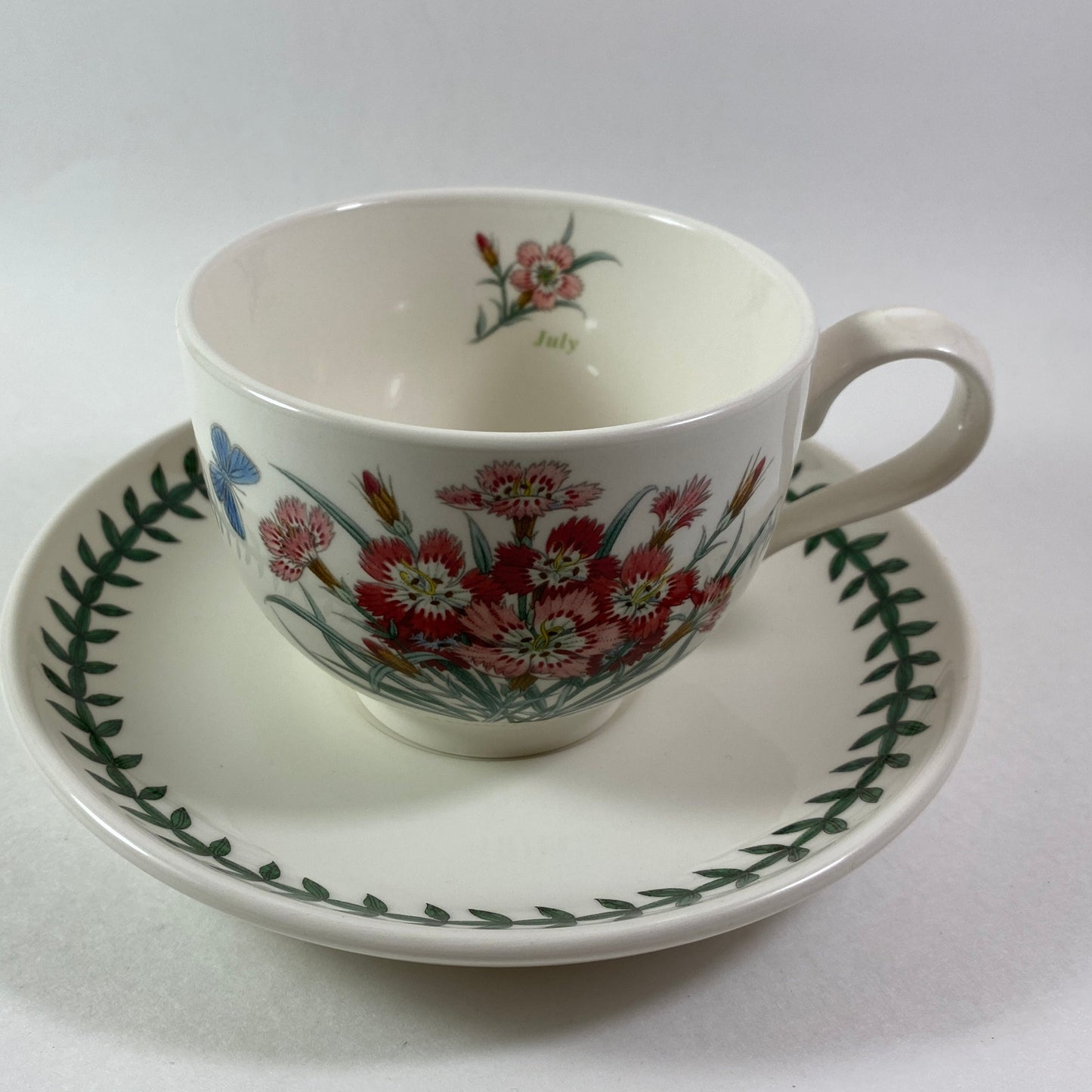 Portmeirion Botanic Garden  Dianthus caryophyllaceae Pinks Month JULY Cup Saucer
