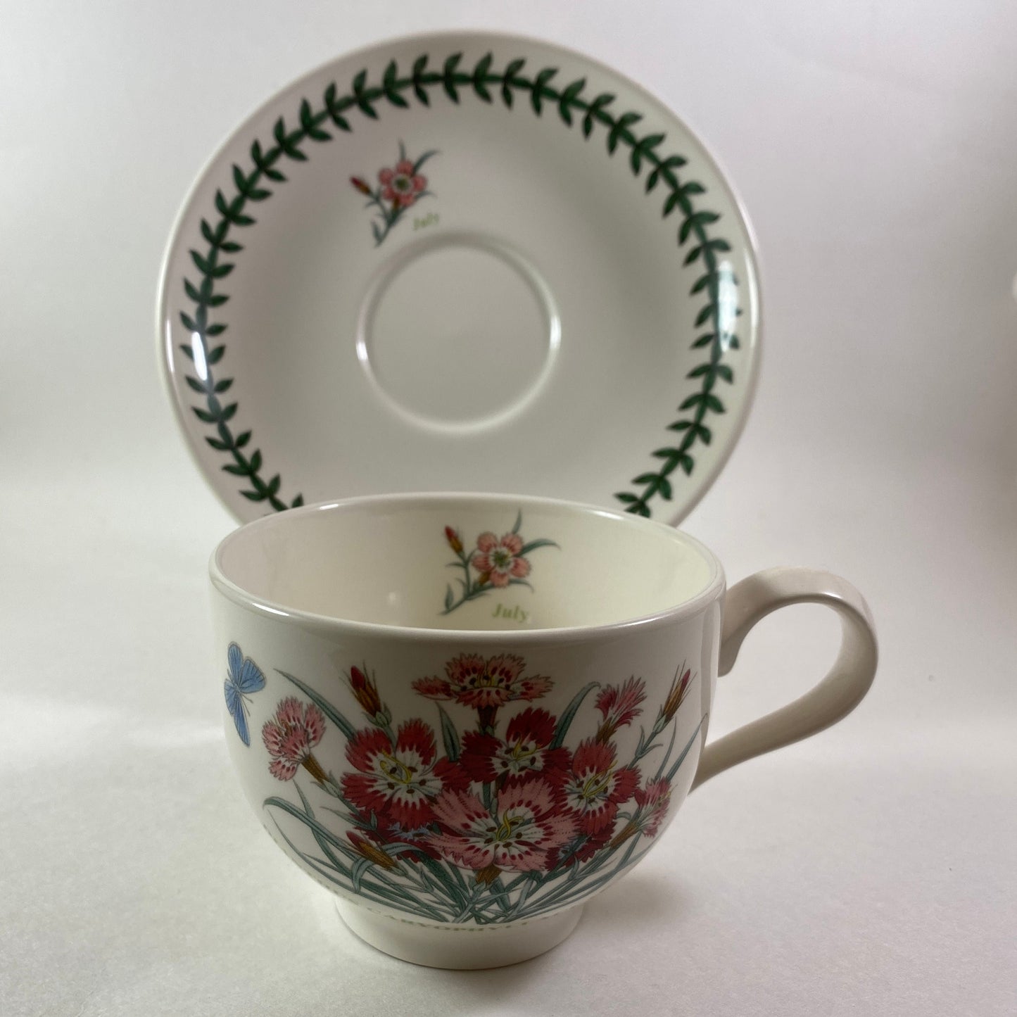Portmeirion Botanic Garden  Dianthus caryophyllaceae Pinks Month JULY Cup Saucer